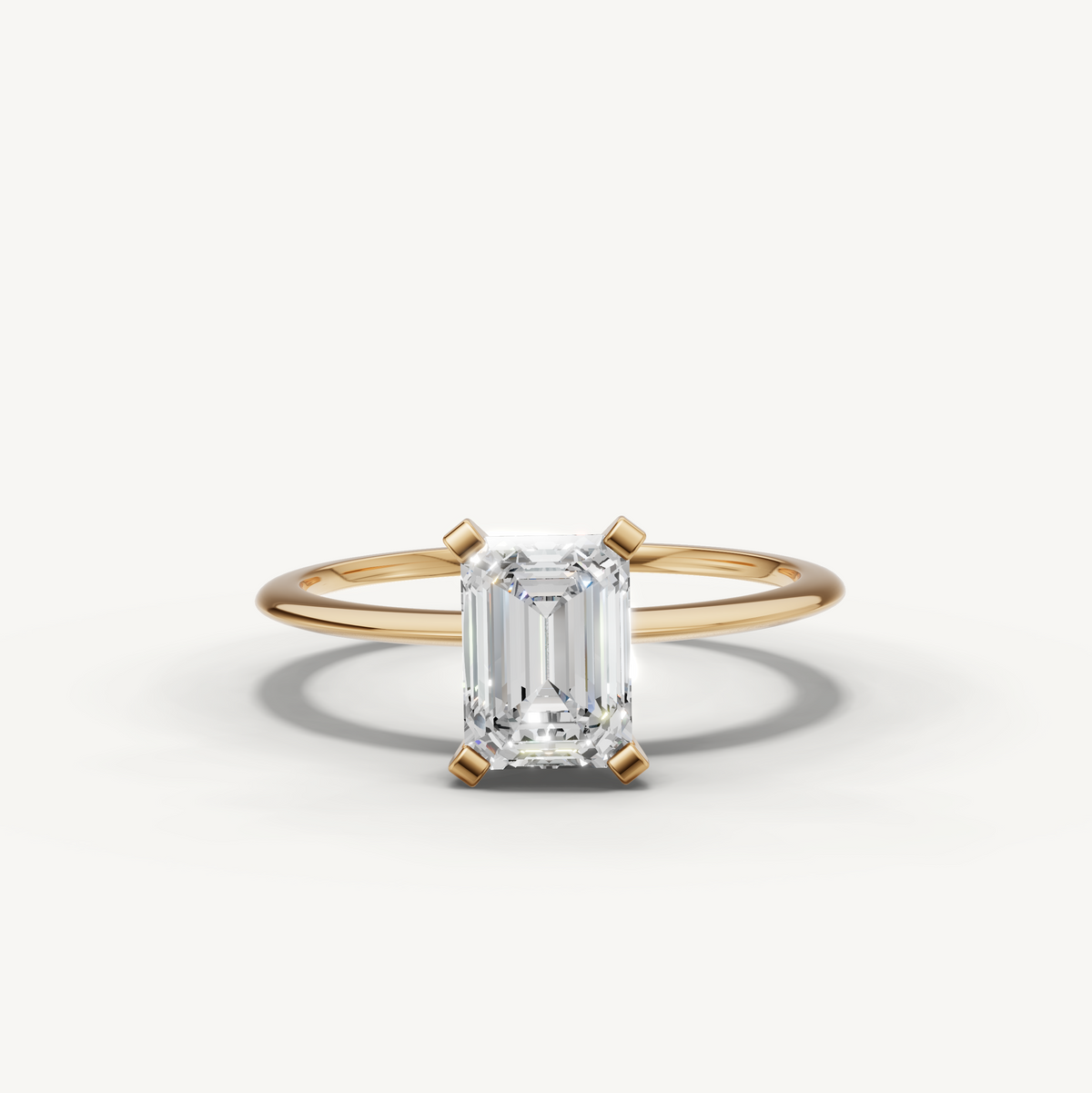 1 carat emerald cut lab-grown diamond solitaire engagement ring in 14K gold