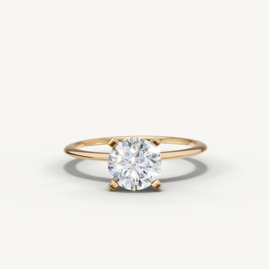 1 carat round lab-grown diamond solitaire ring in 14K yellow gold