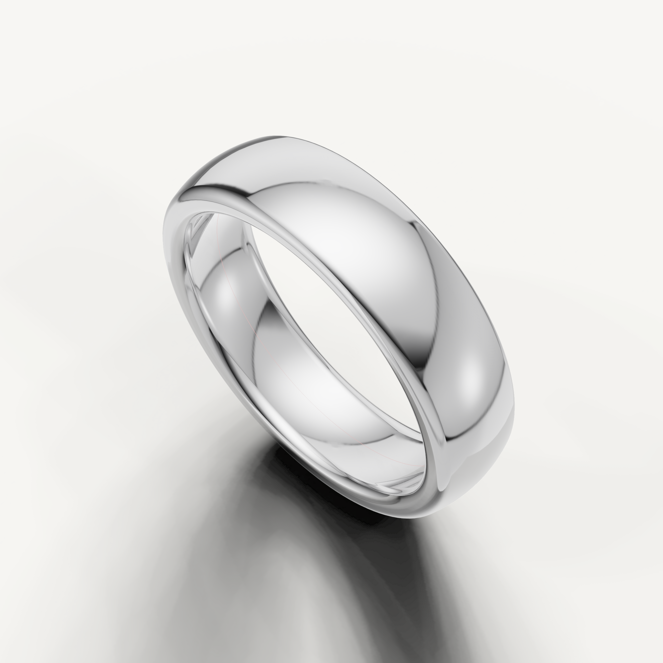 Modern white gold comfort fit wedding band handcrafted by Raul Diamonds