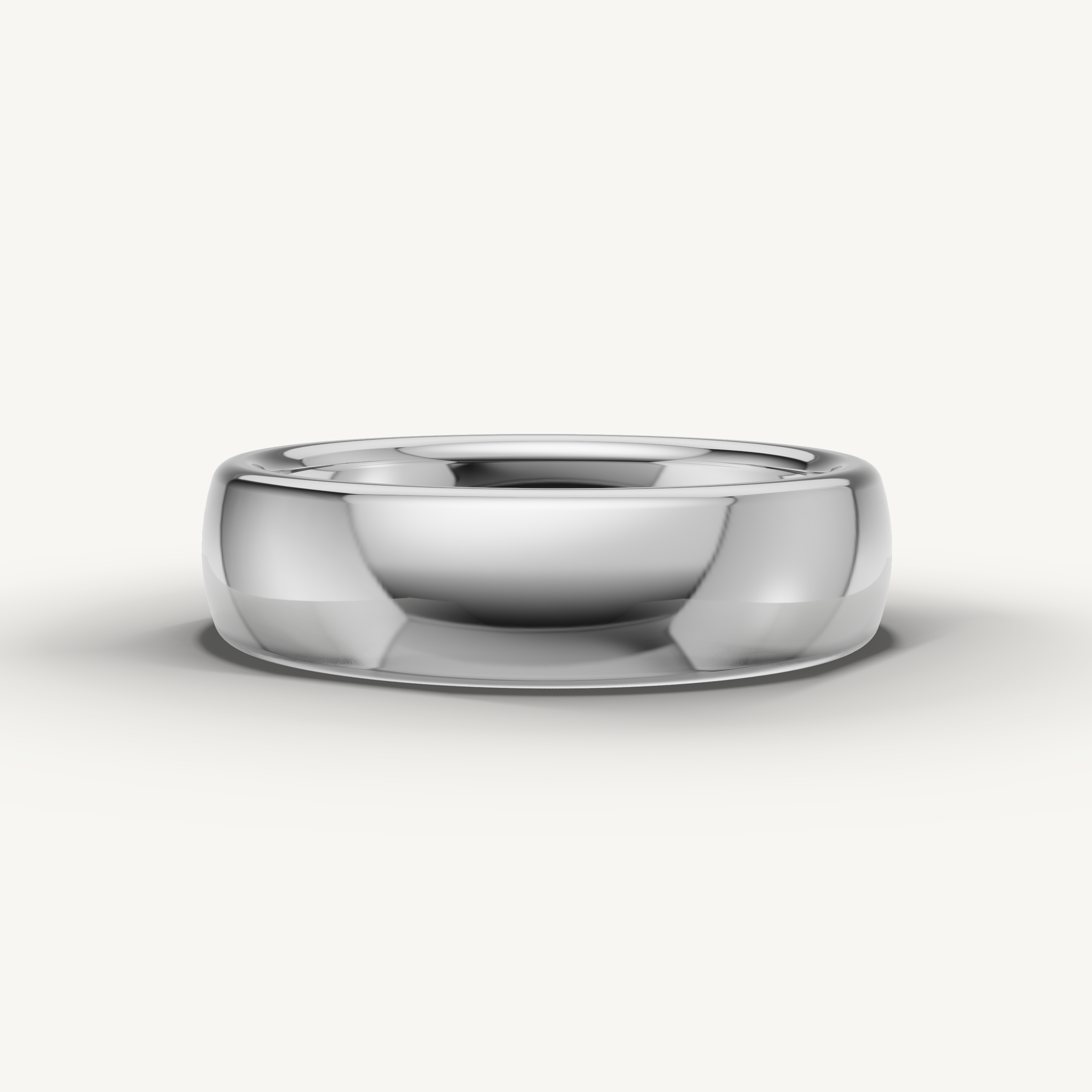 White gold plain wedding band with high polish comfort fit styling and minimalist luxury look by Raul Diamonds