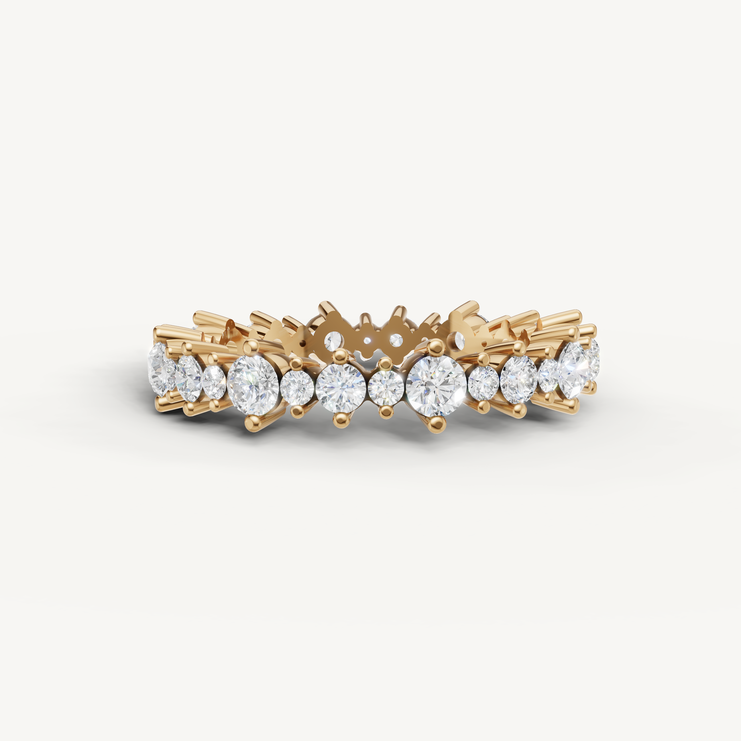 Raul Diamonds yellow gold diamond wedding band with round brilliant multi stone design