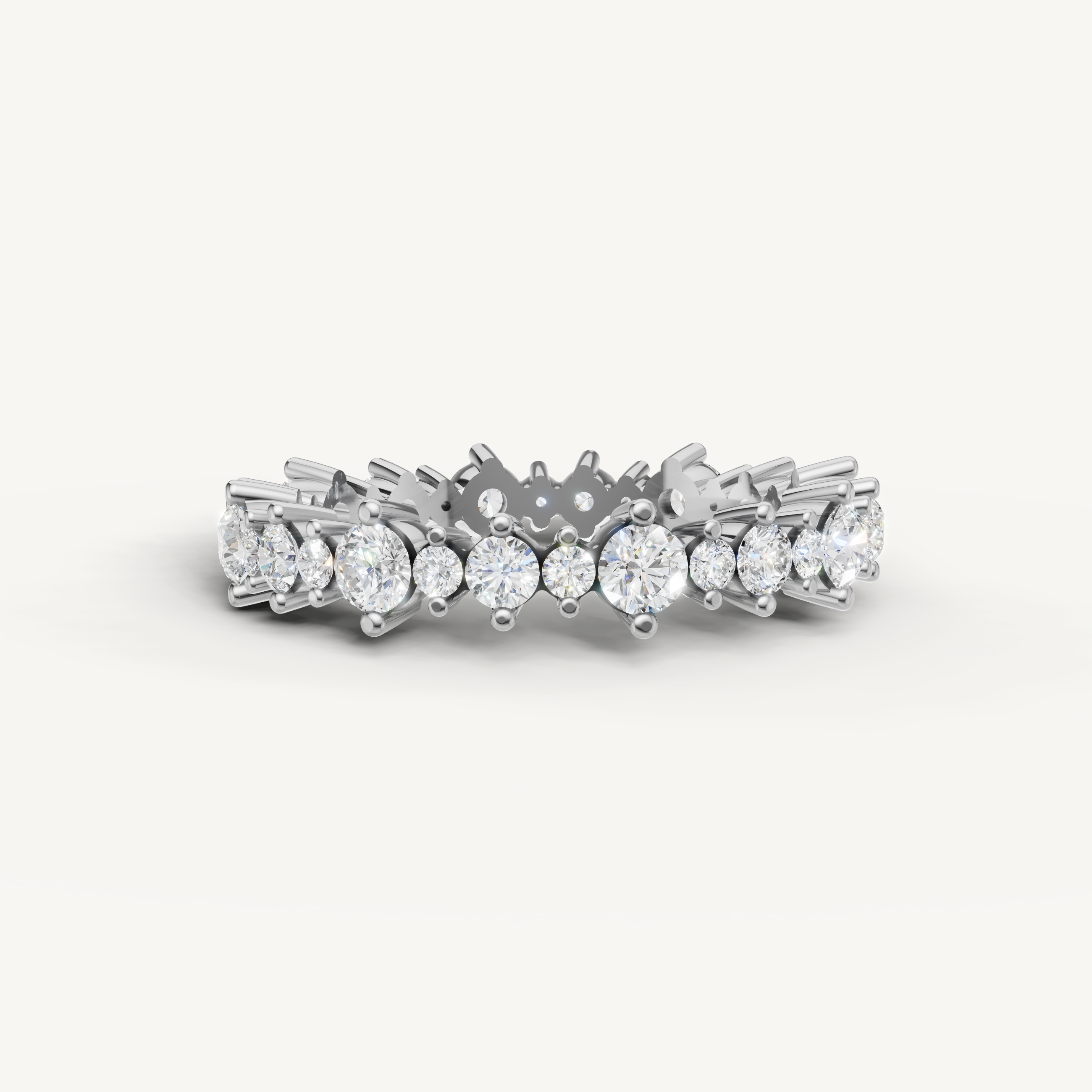 Raul Diamonds white gold diamond wedding band with brilliant round stone setting