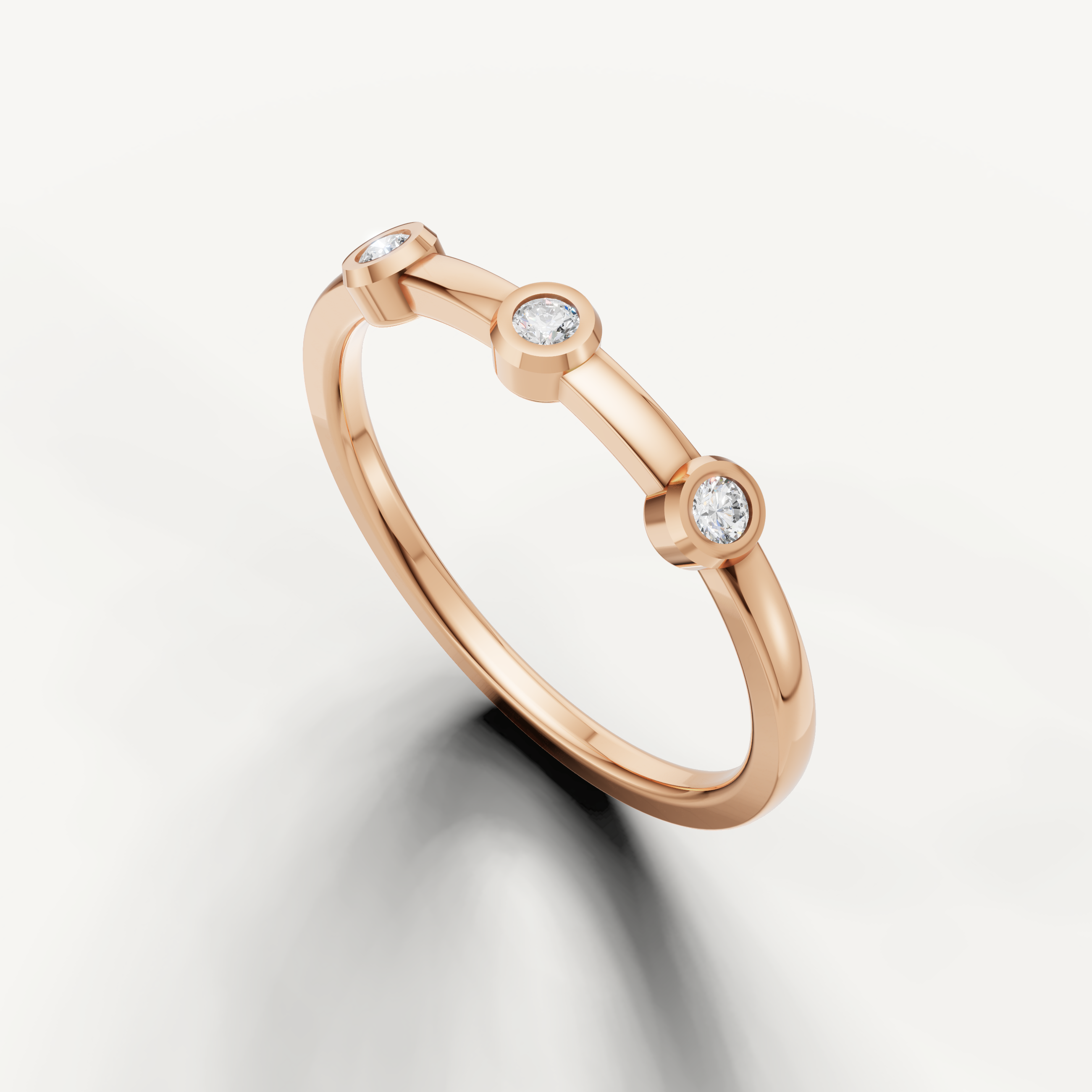 Luxury rose gold bezel diamond wedding band handcrafted by Raul Diamonds