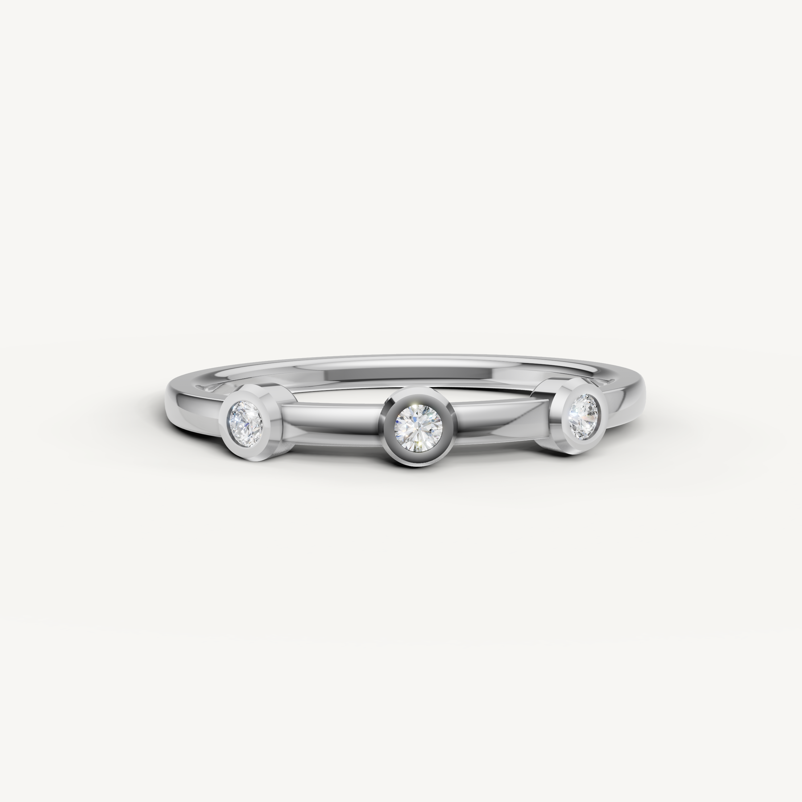 Raul Diamonds white gold bezel set diamond wedding band with sleek minimalist design