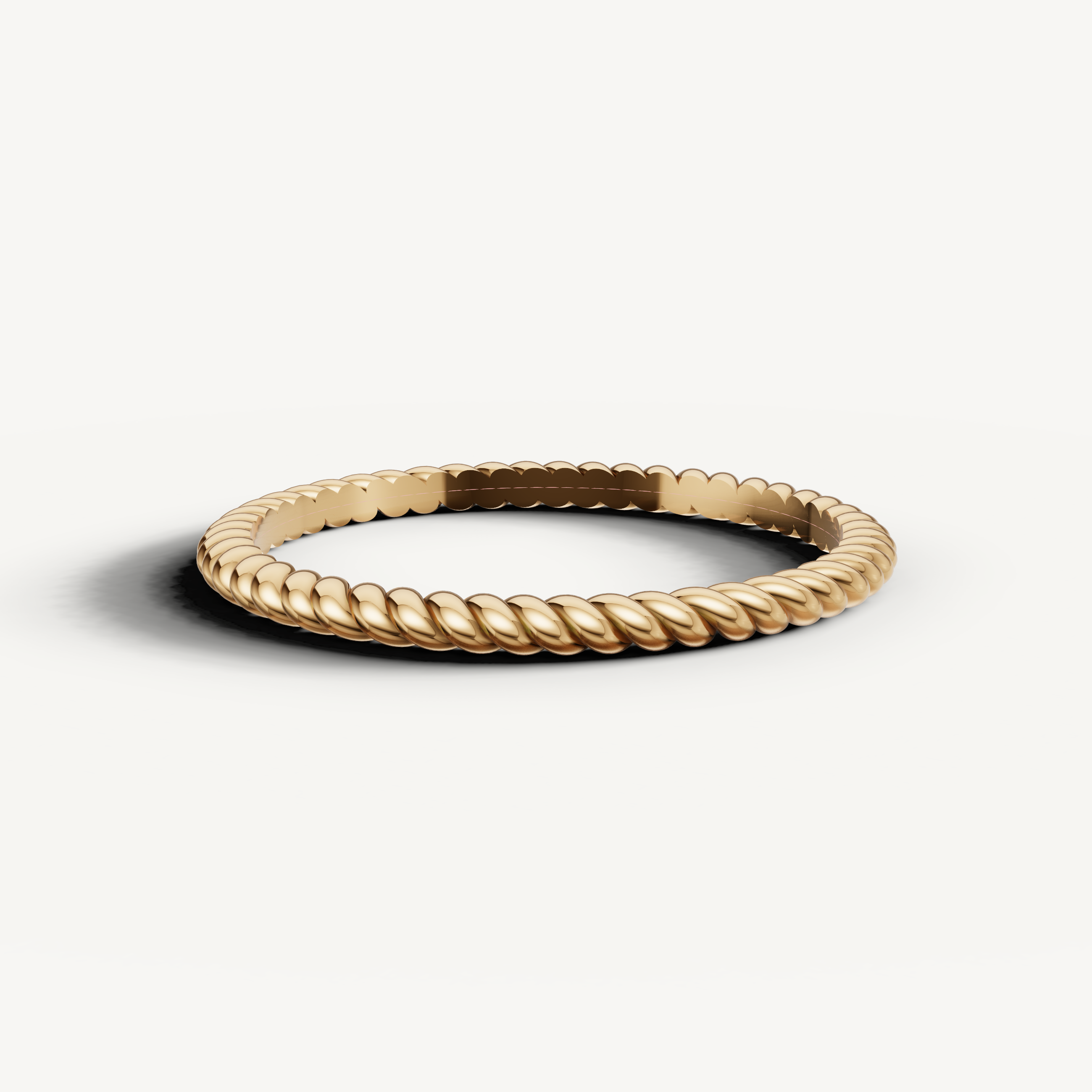 Raul Diamonds yellow gold twisted rope wedding band with polished vintage design