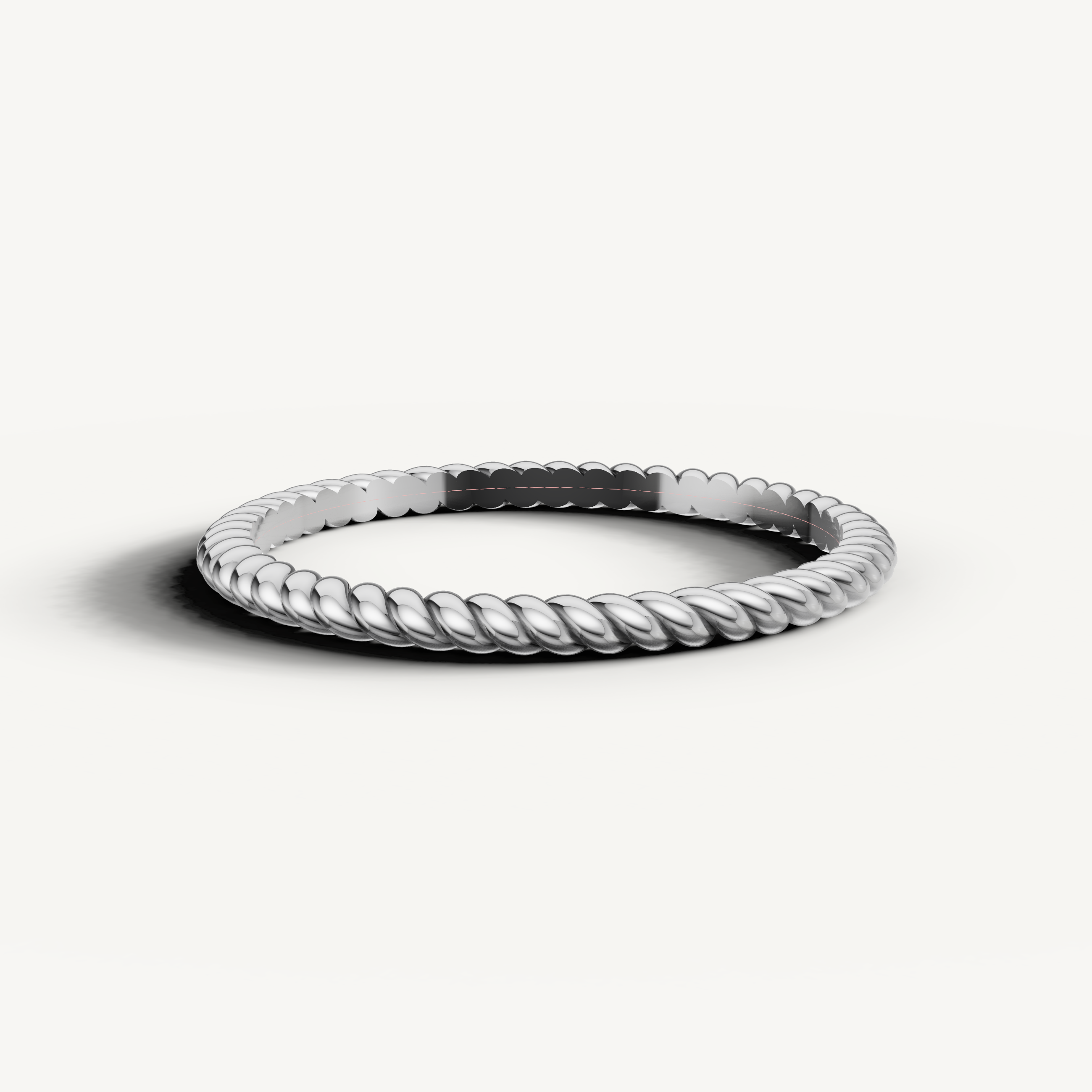 Raul Diamonds white gold twisted rope wedding band with polished luxury finish