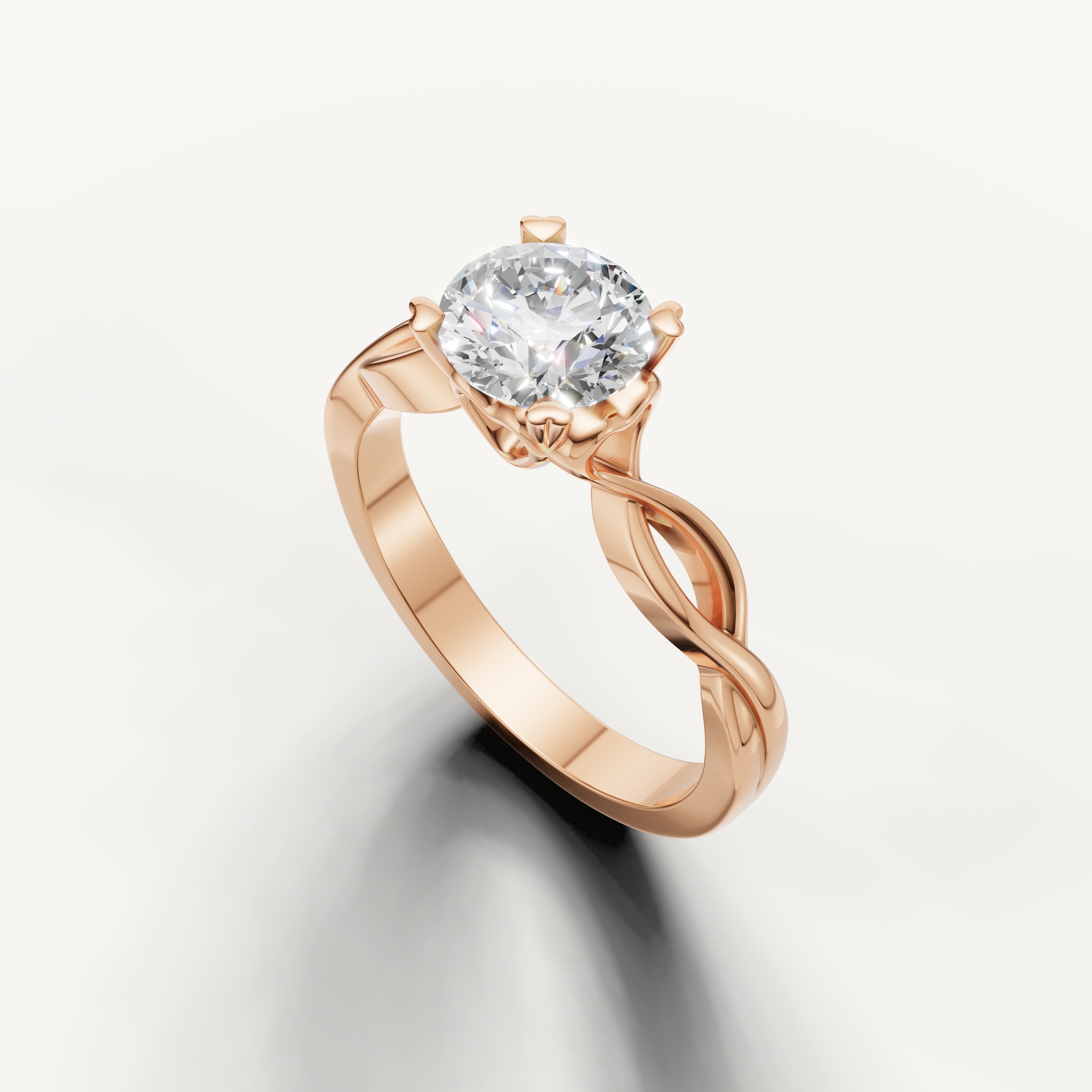 Raul Diamonds modern emerald cut diamond ring in rose gold setting.