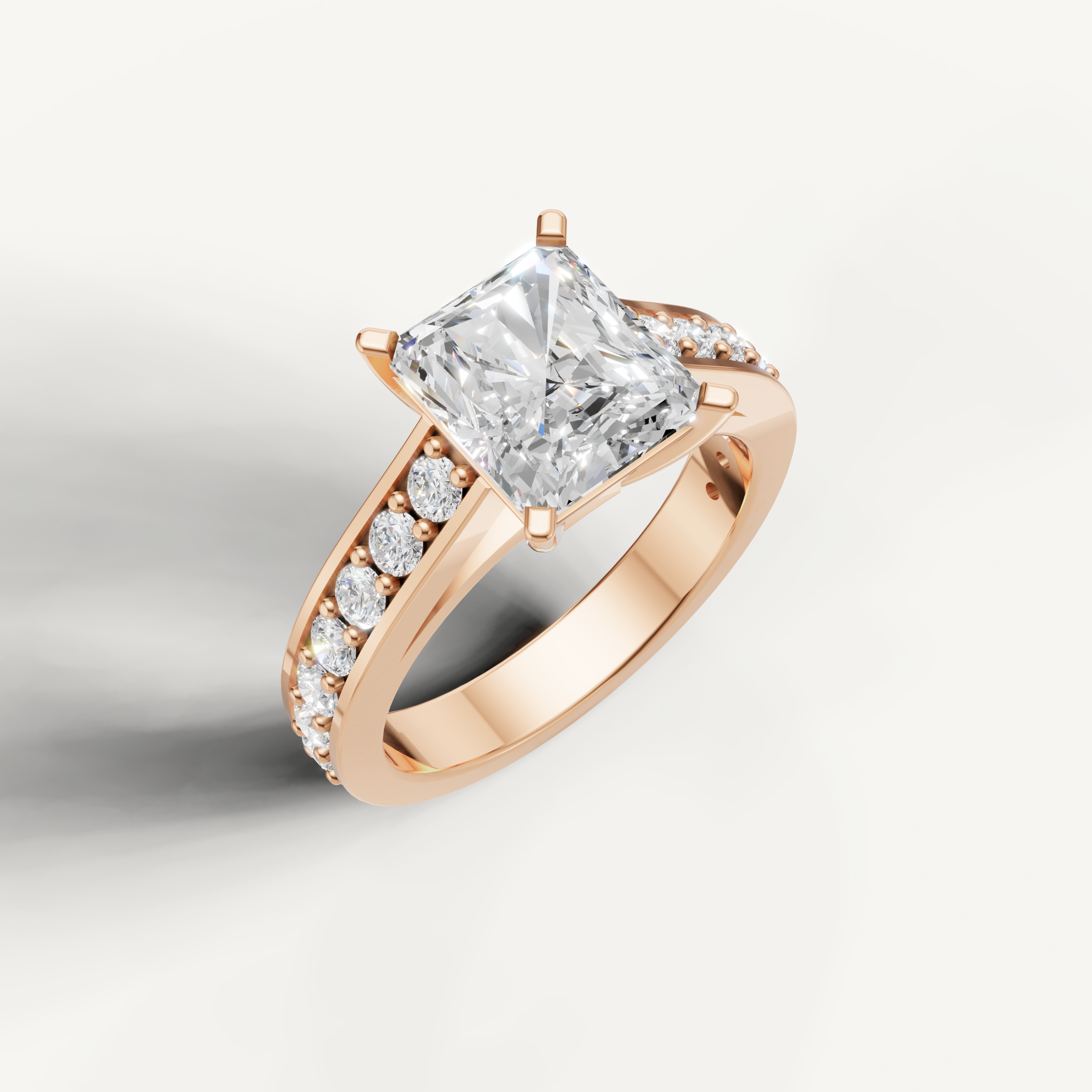 Rose Gold Radiant Cut Diamond Halo Ring for Women