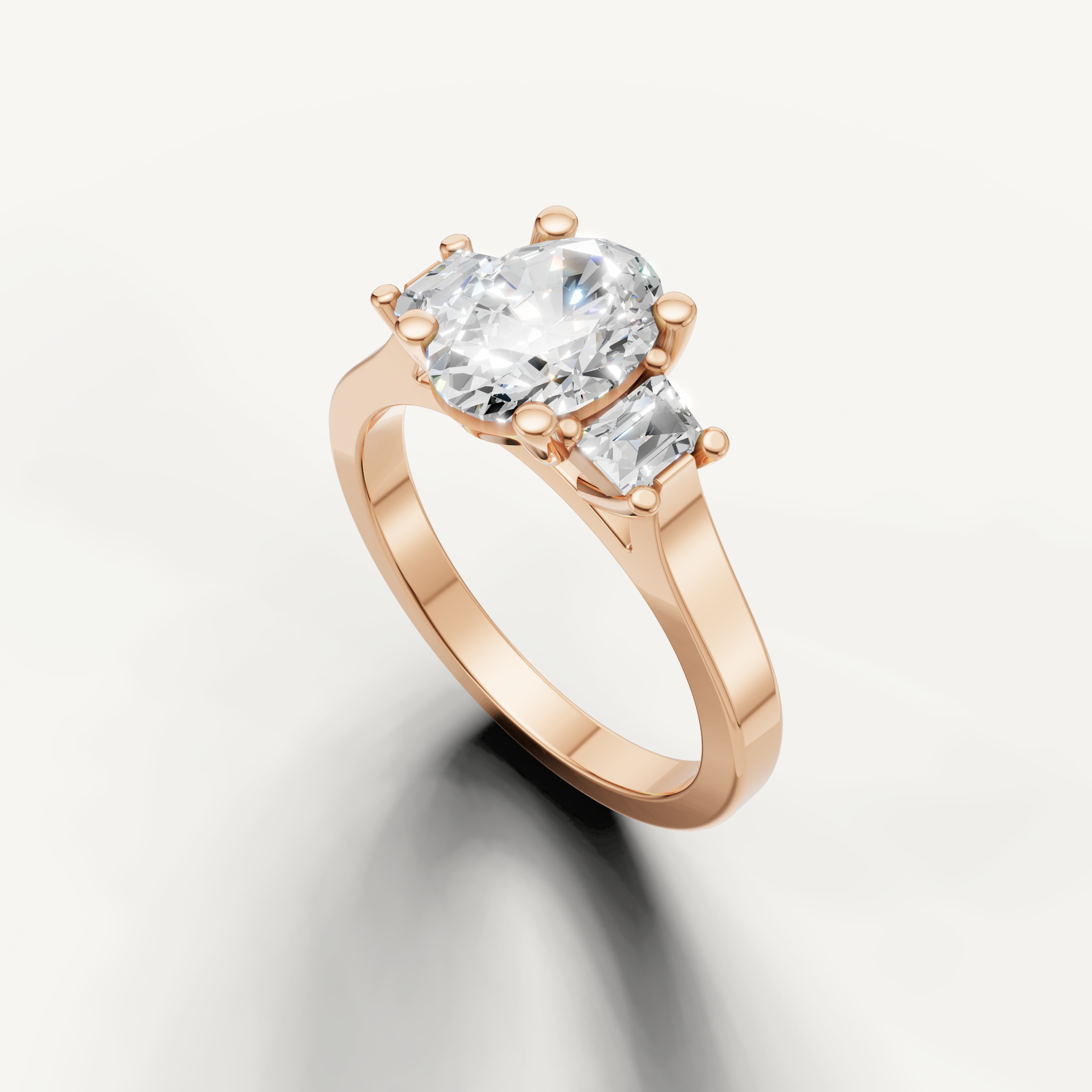 Vintage Rose Gold Oval Diamond Ring by Raul Diamonds