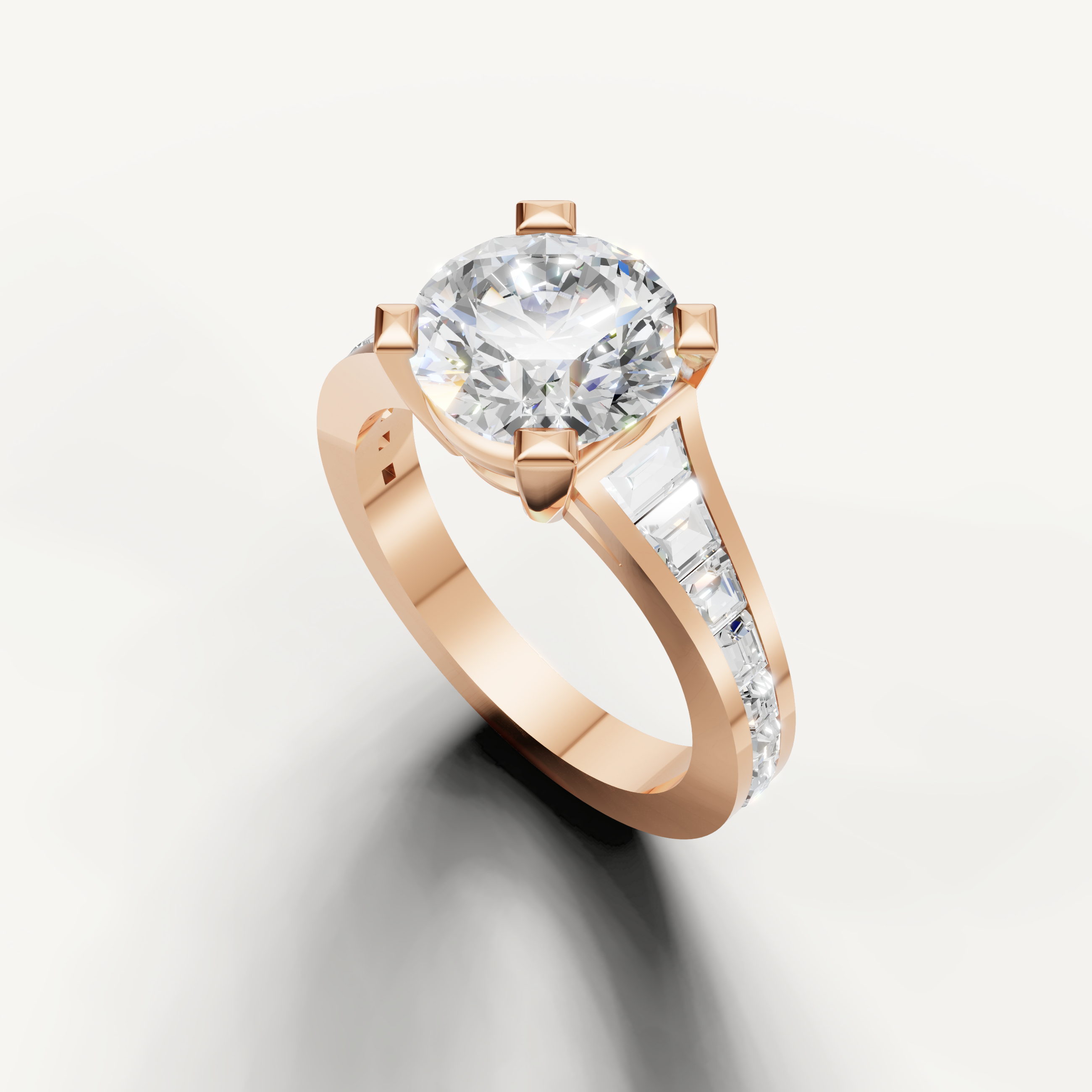 Vintage Rose Gold Round Diamond Ring by Raul Diamonds
