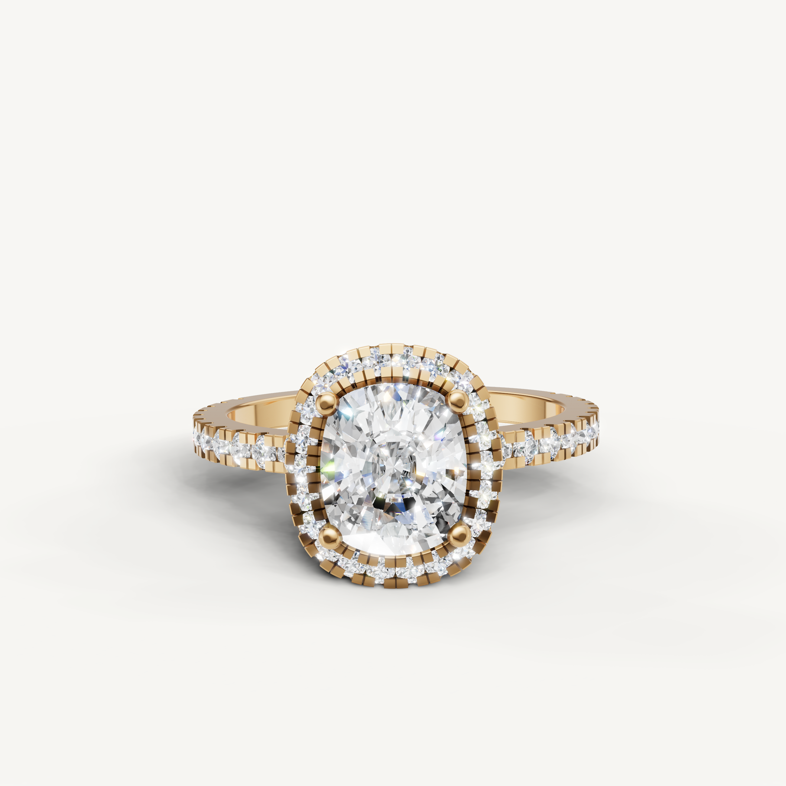 Raul Diamonds Yellow Gold Cushion Cut Diamond Engagement Ring