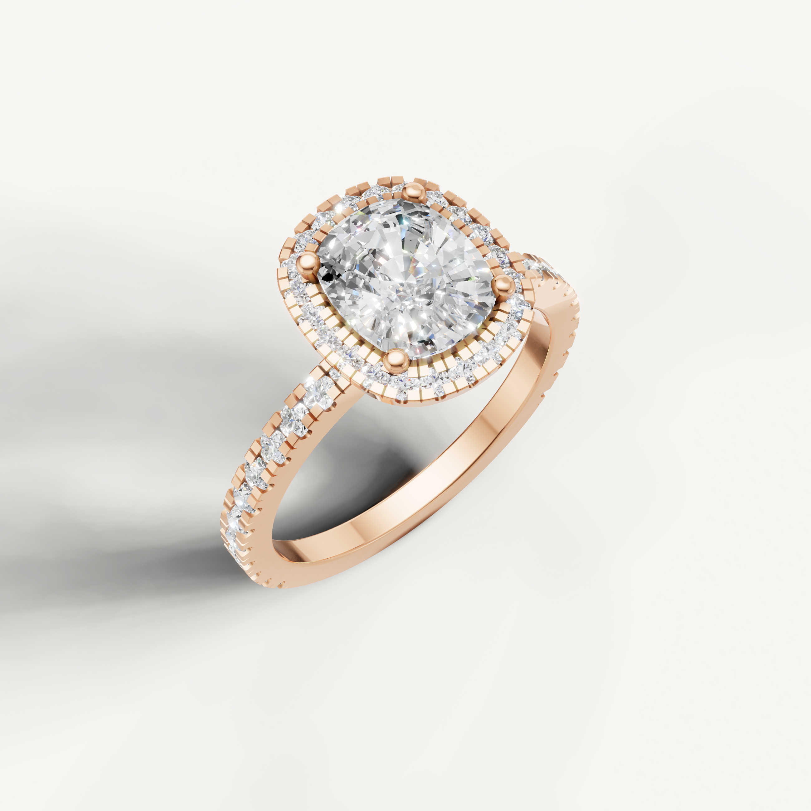 Rose Gold Cushion Halo Diamond Engagement Ring