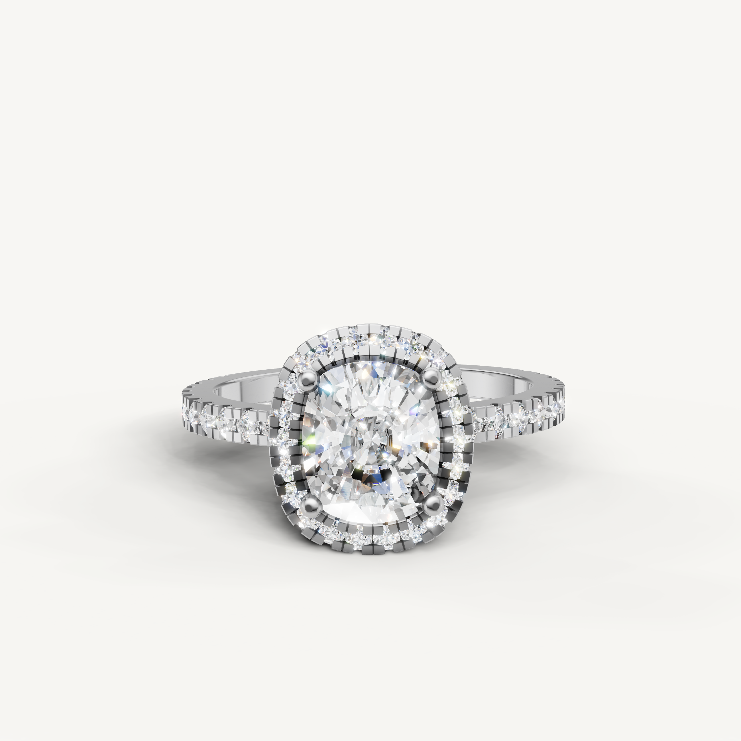 Raul Diamonds White Gold Cushion Cut Diamond Engagement Ring