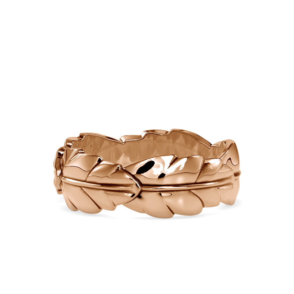Nature-Inspired Laurel Leaf Gold Wedding Band | Lab Grown Jewelry