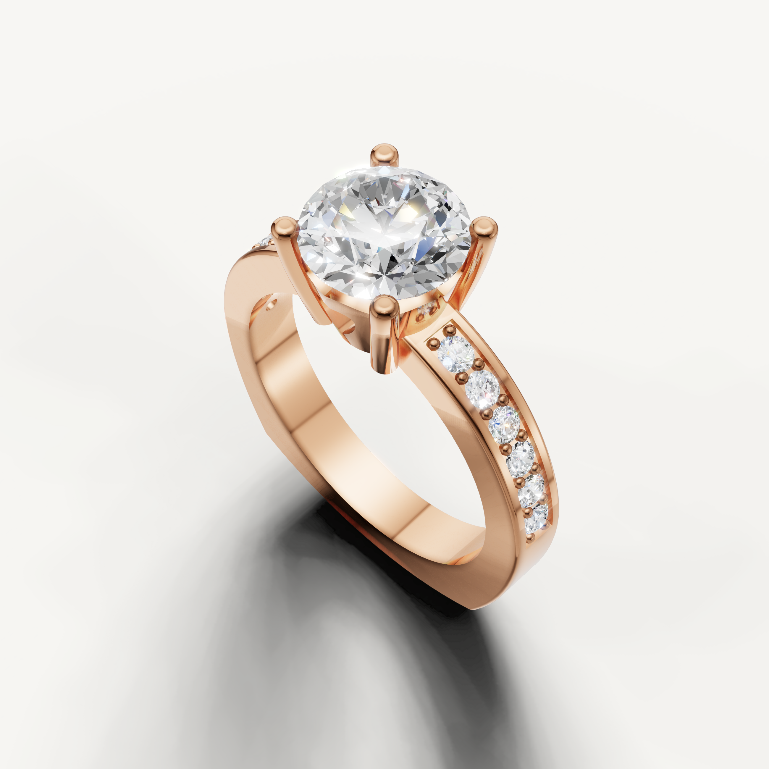 Classic round brilliant diamond ring in rose gold by Raul Diamonds