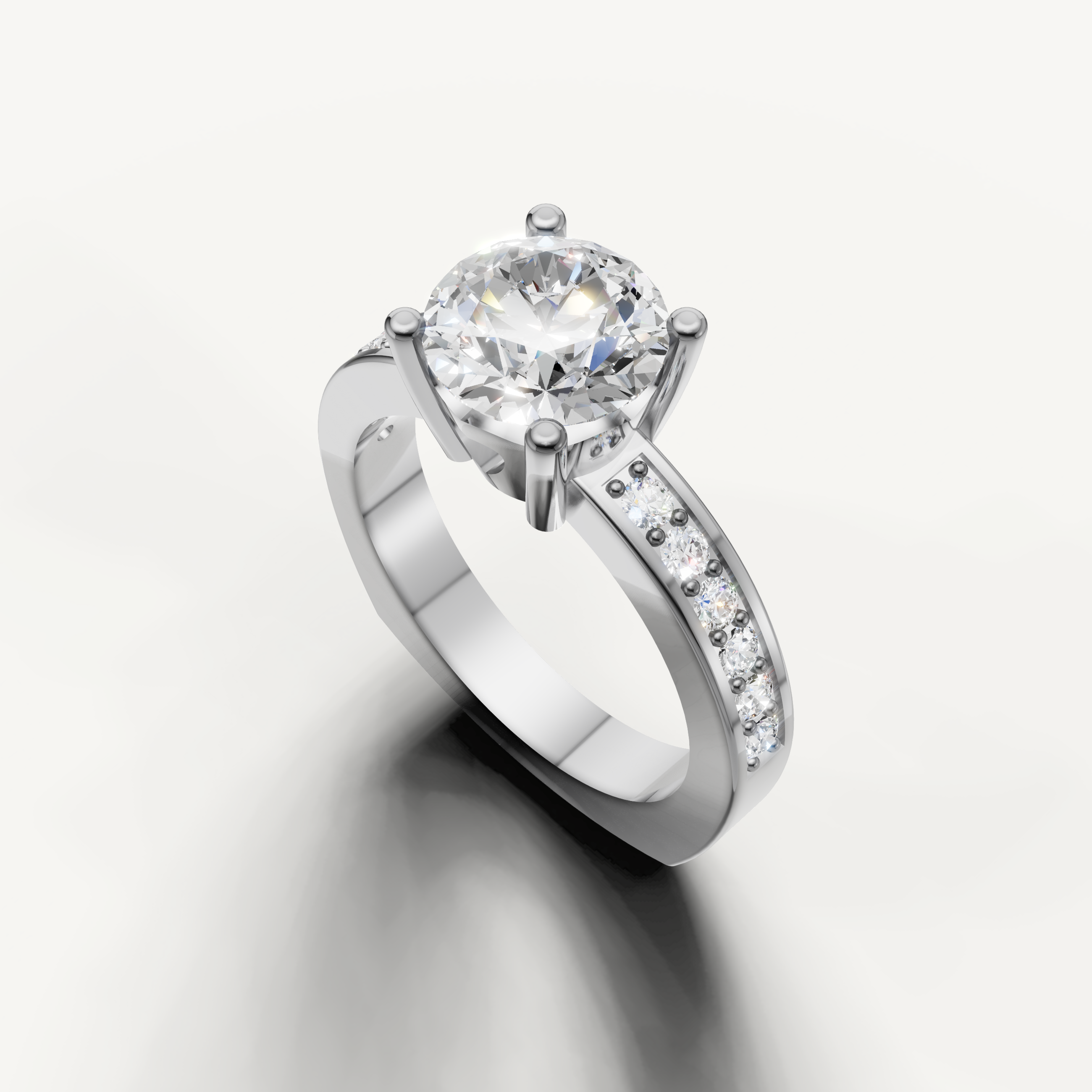 Luxury white gold round cut engagement ring by Raul Diamonds
