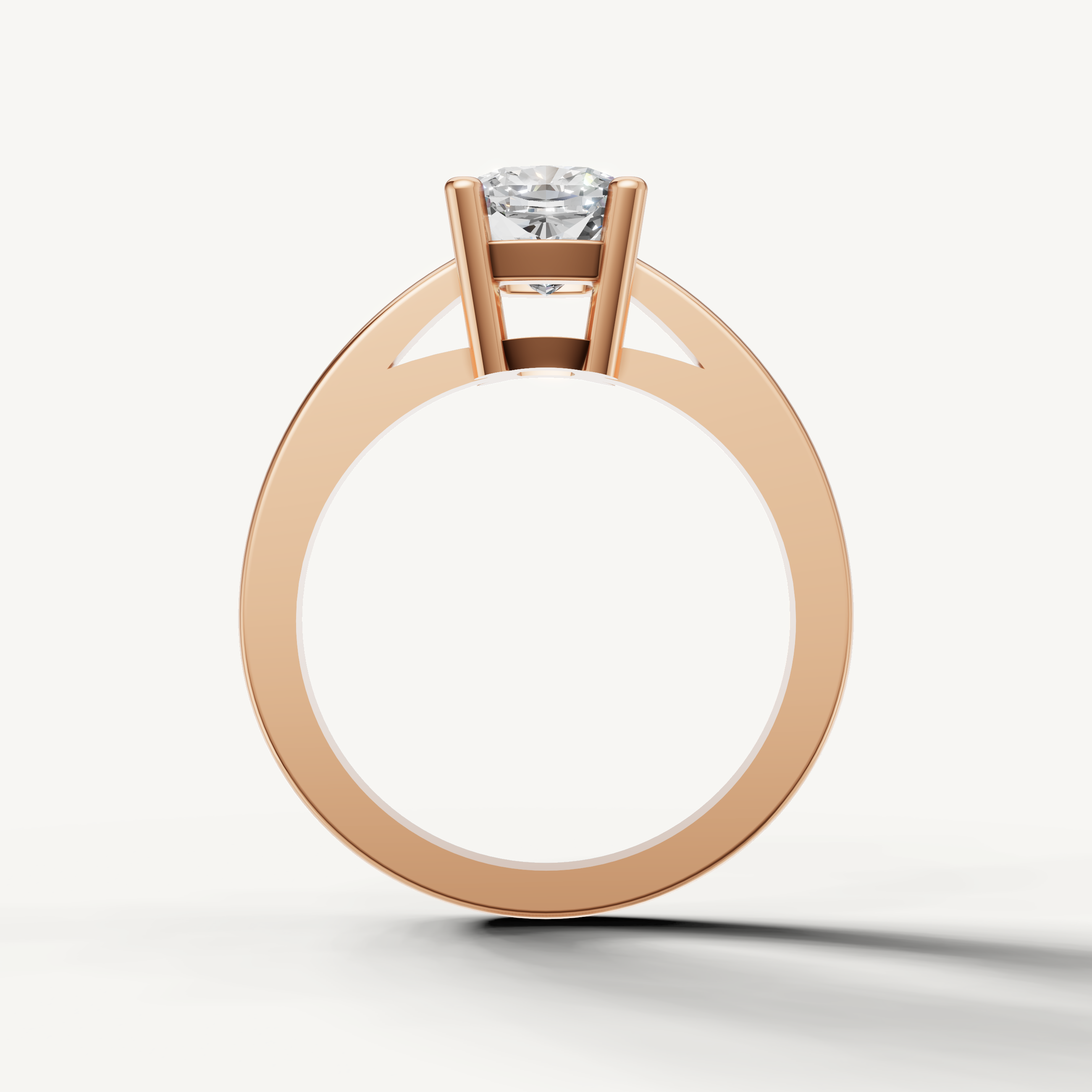 Rose gold cushion solitaire ring with sleek polished band