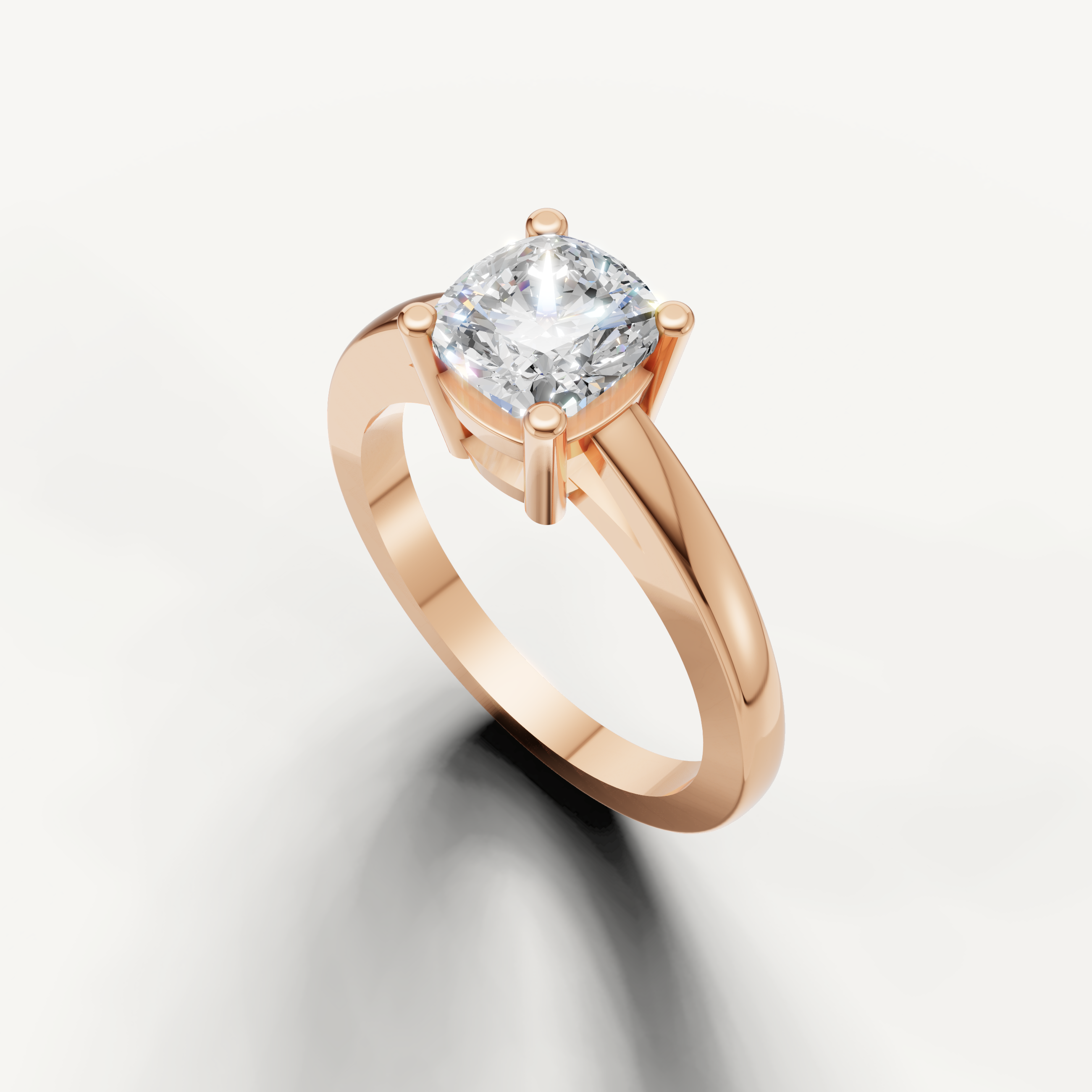 Classic cushion cut engagement ring in rose gold by Raul Diamonds
