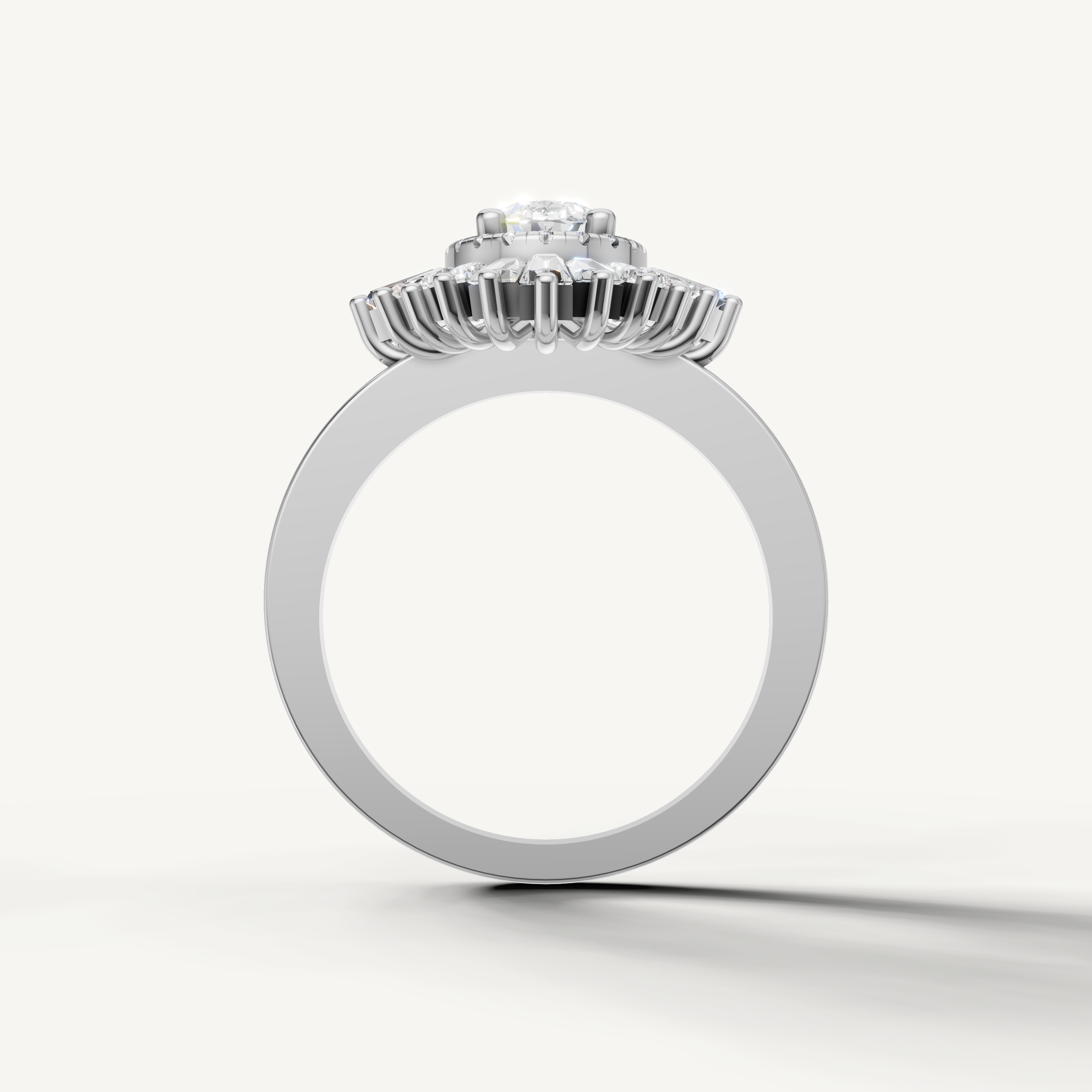 White gold oval diamond statement ring by Raul Diamonds