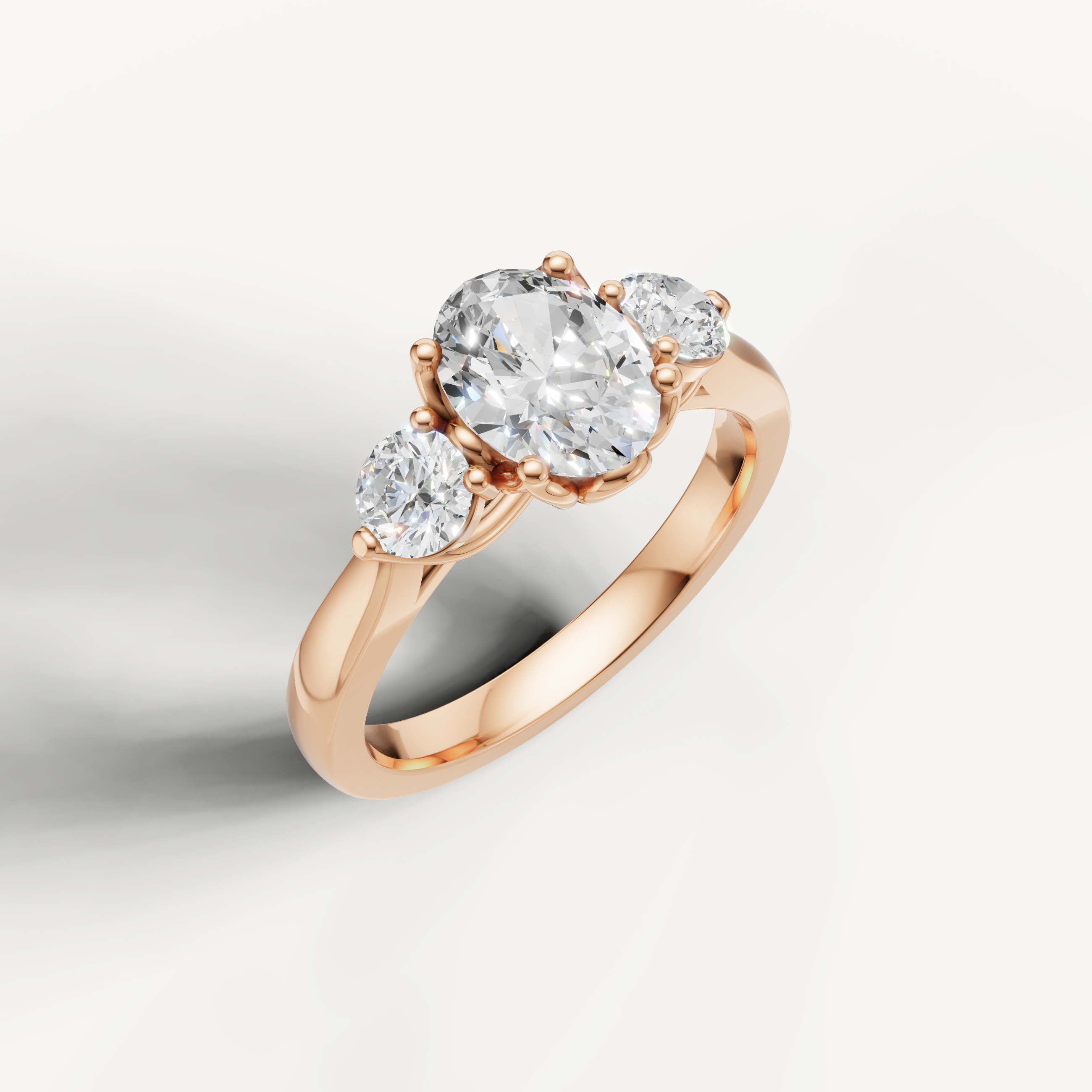 Elegant Oval Solitaire Ring with Side Diamonds in Yellow Gold