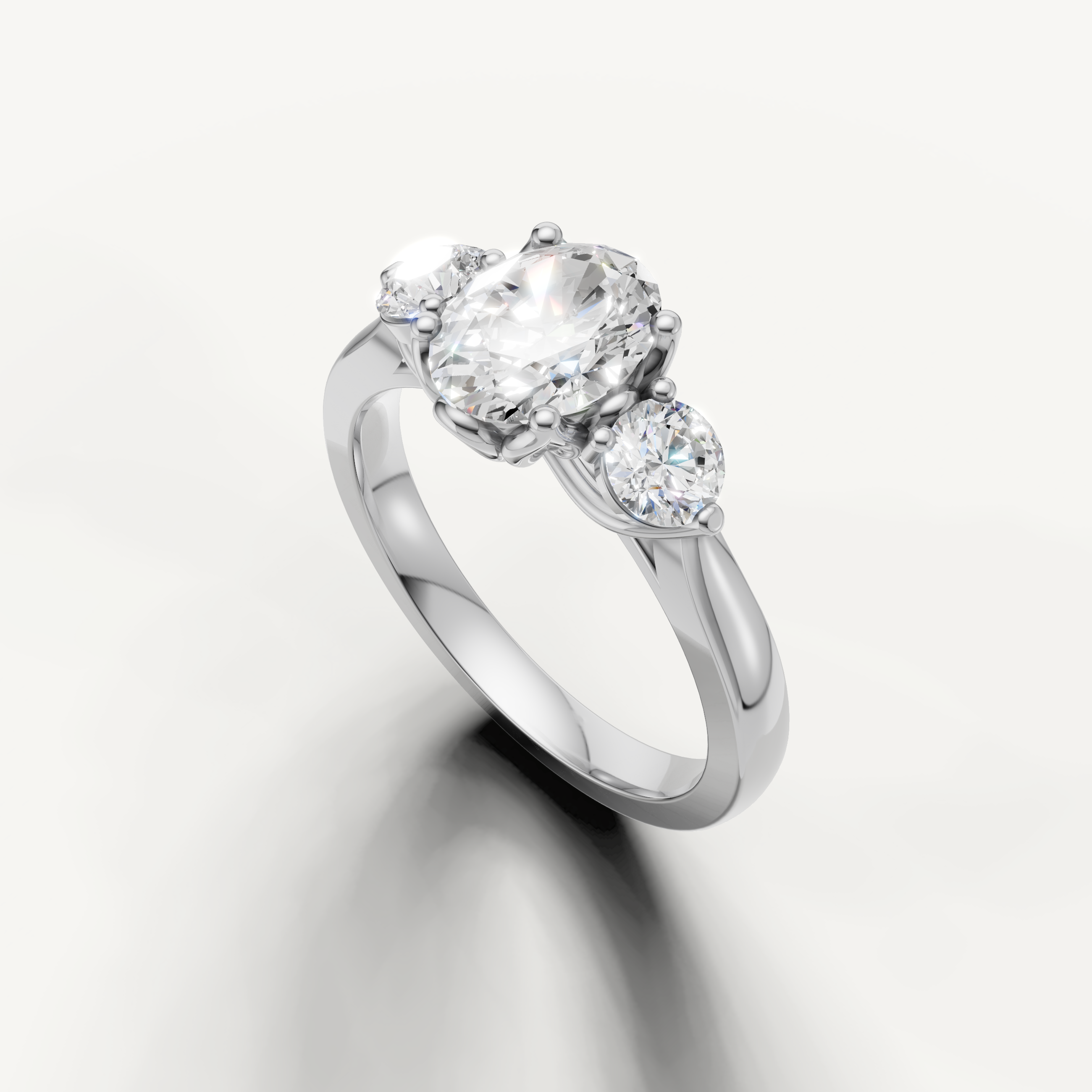 White Gold Luxury Oval Engagement Ring by Raul Diamonds