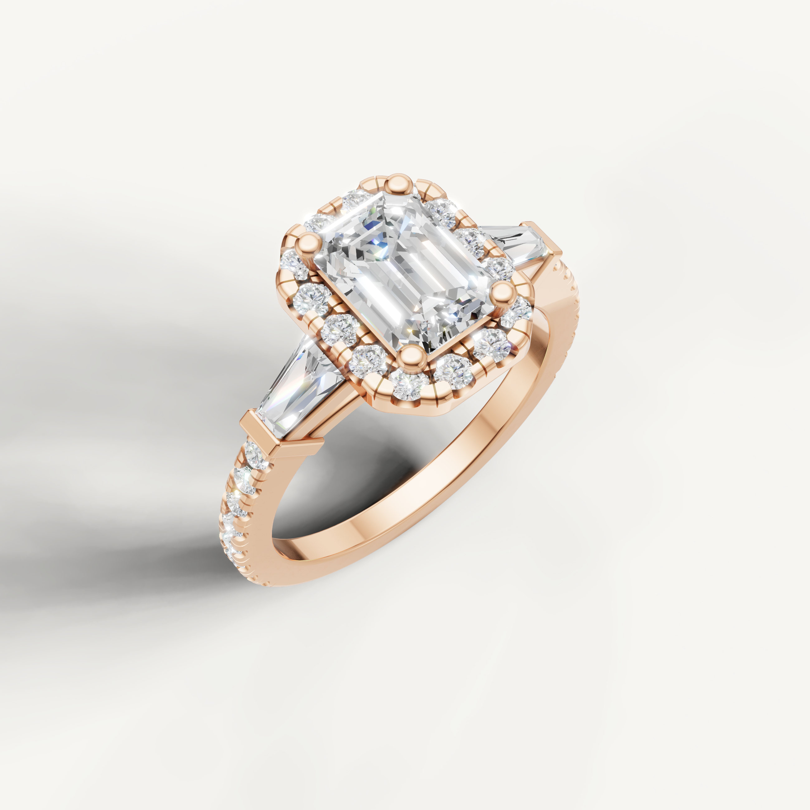 Vintage Style Emerald Diamond Ring with Yellow Gold Band