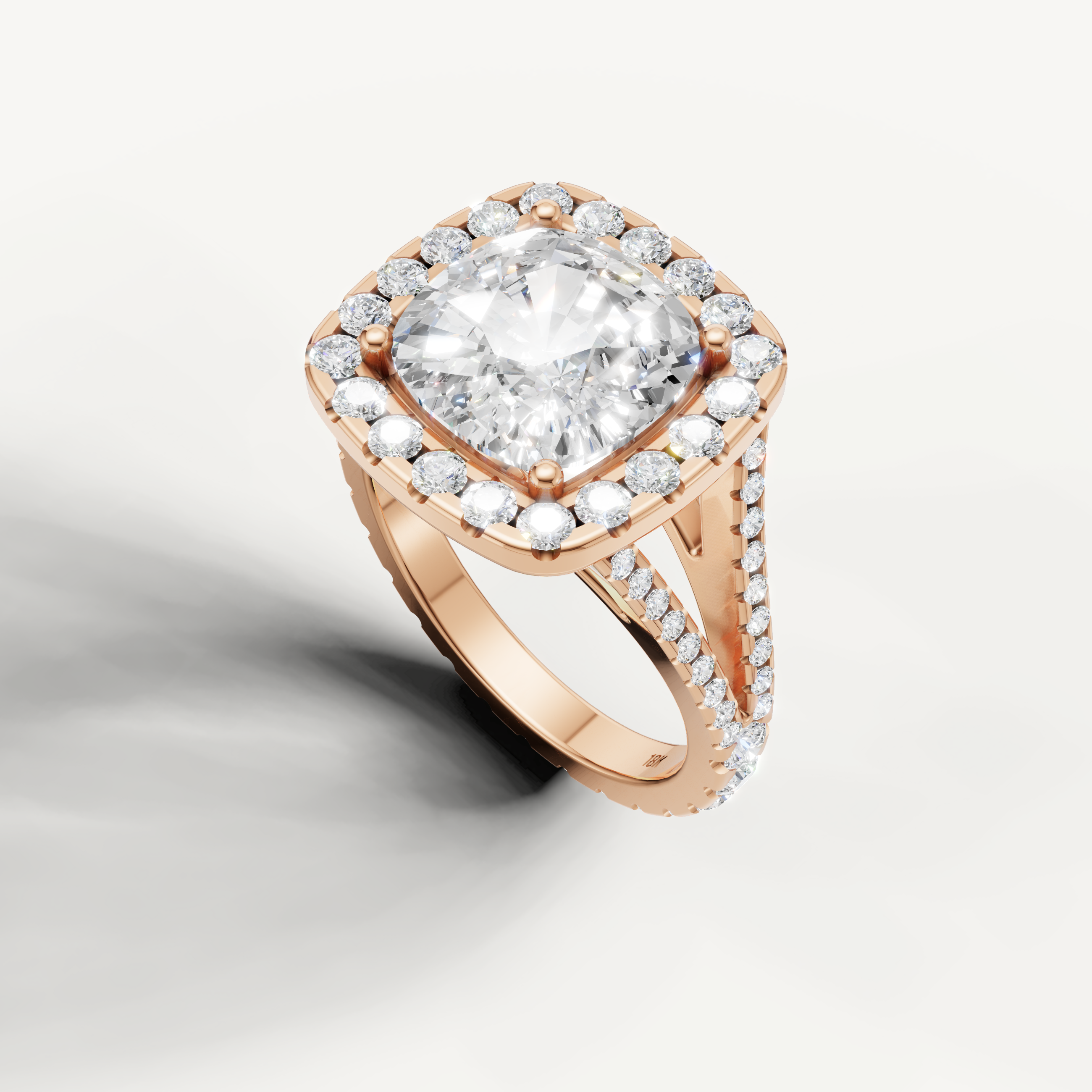 Vintage Inspired Cushion Halo Diamond Ring by Raul Diamonds