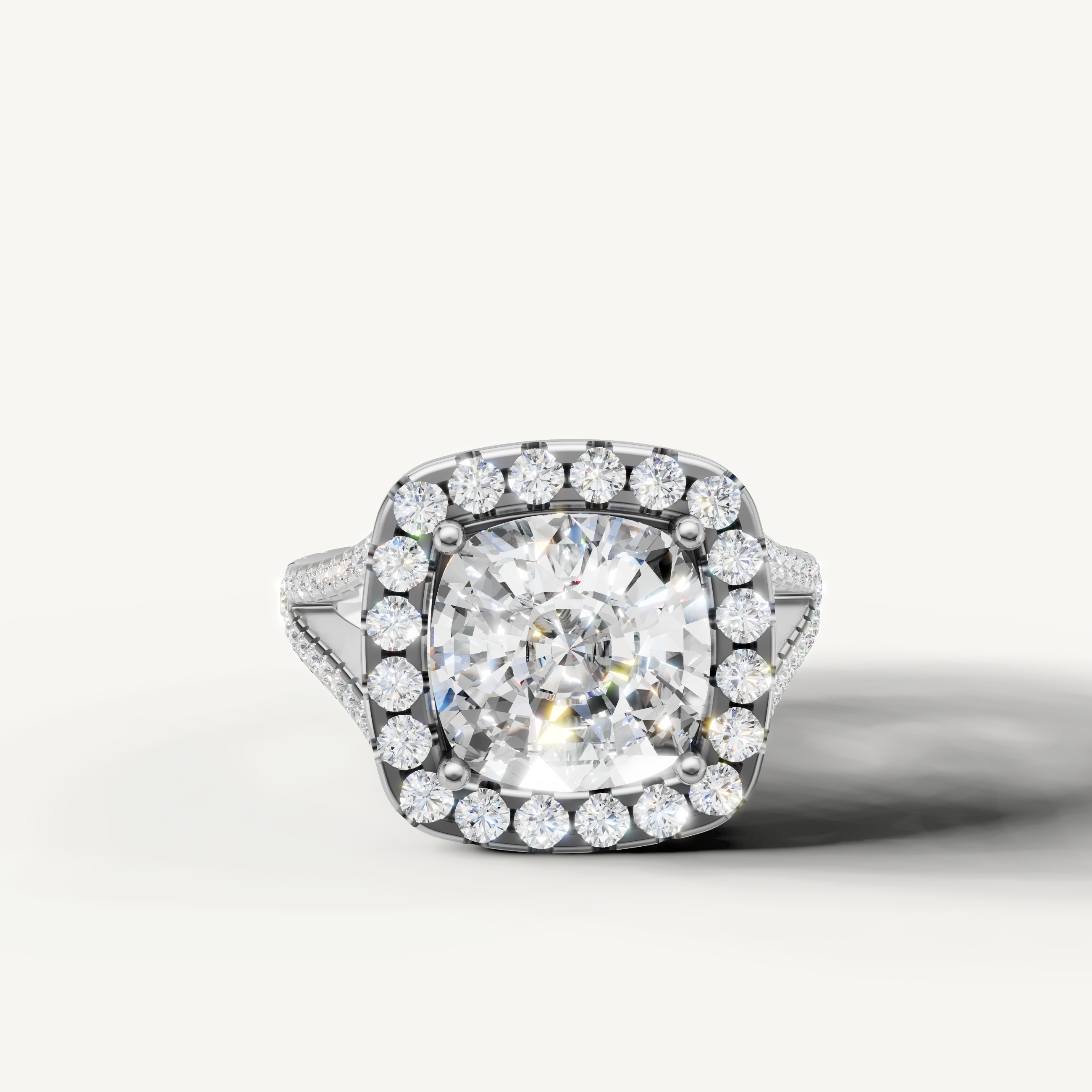 Raul Diamonds Cushion Cut Diamond Halo Ring in White Gold
