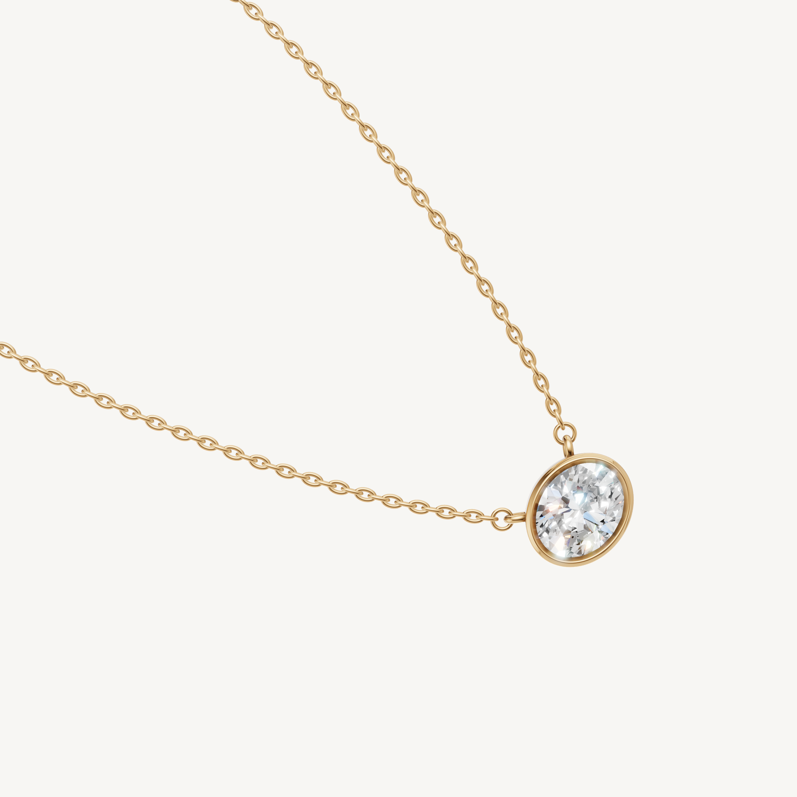Modern Oval Cut Lab Diamond Pendant Necklace for Women in Yellow Gold