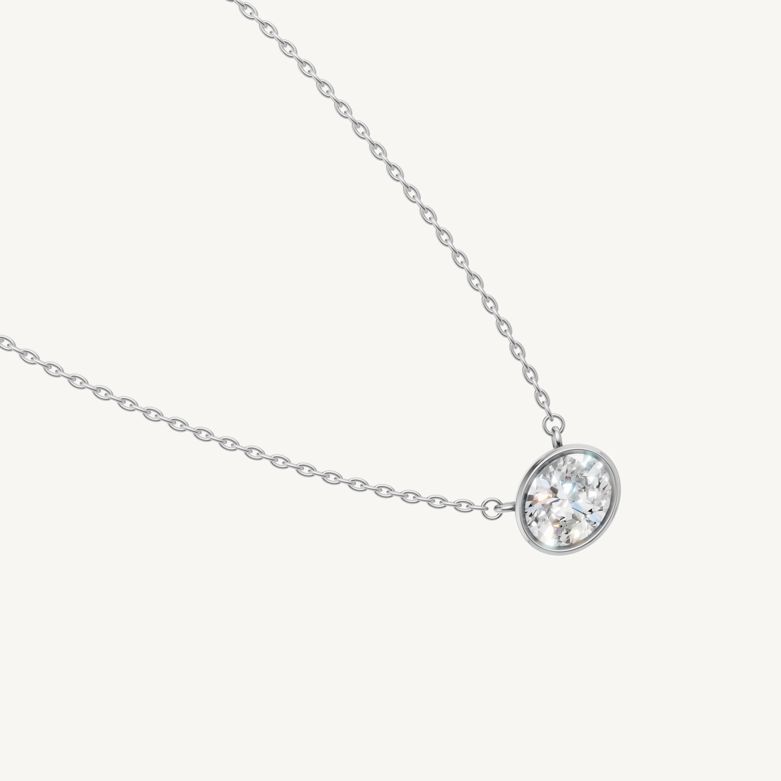 Modern Oval Cut Lab Diamond Pendant Necklace for Women in White Gold
