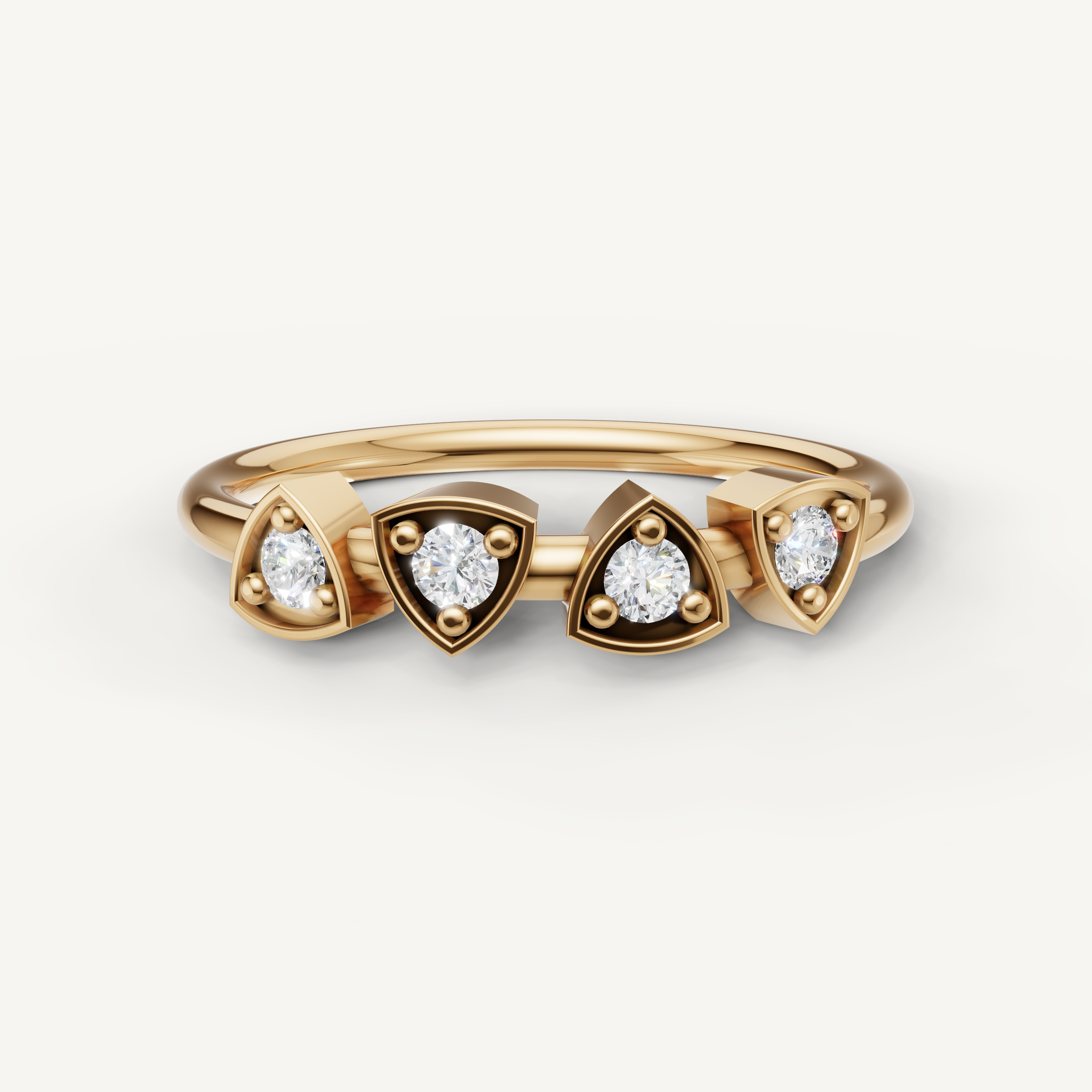 Raul Diamonds yellow gold geometric diamond wedding band with bezel triangle settings