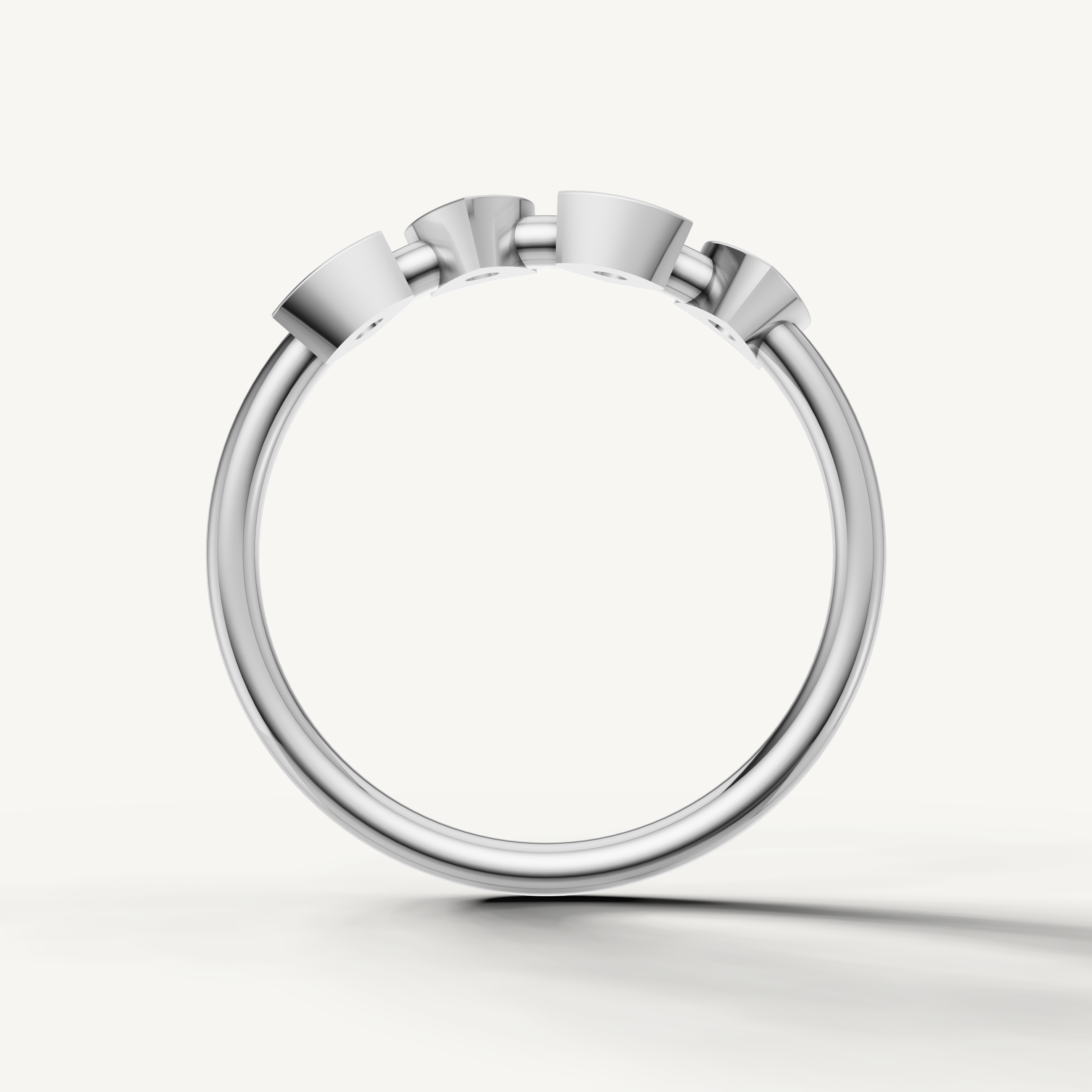 Elegant white gold triangle diamond wedding band for women by Raul Diamonds