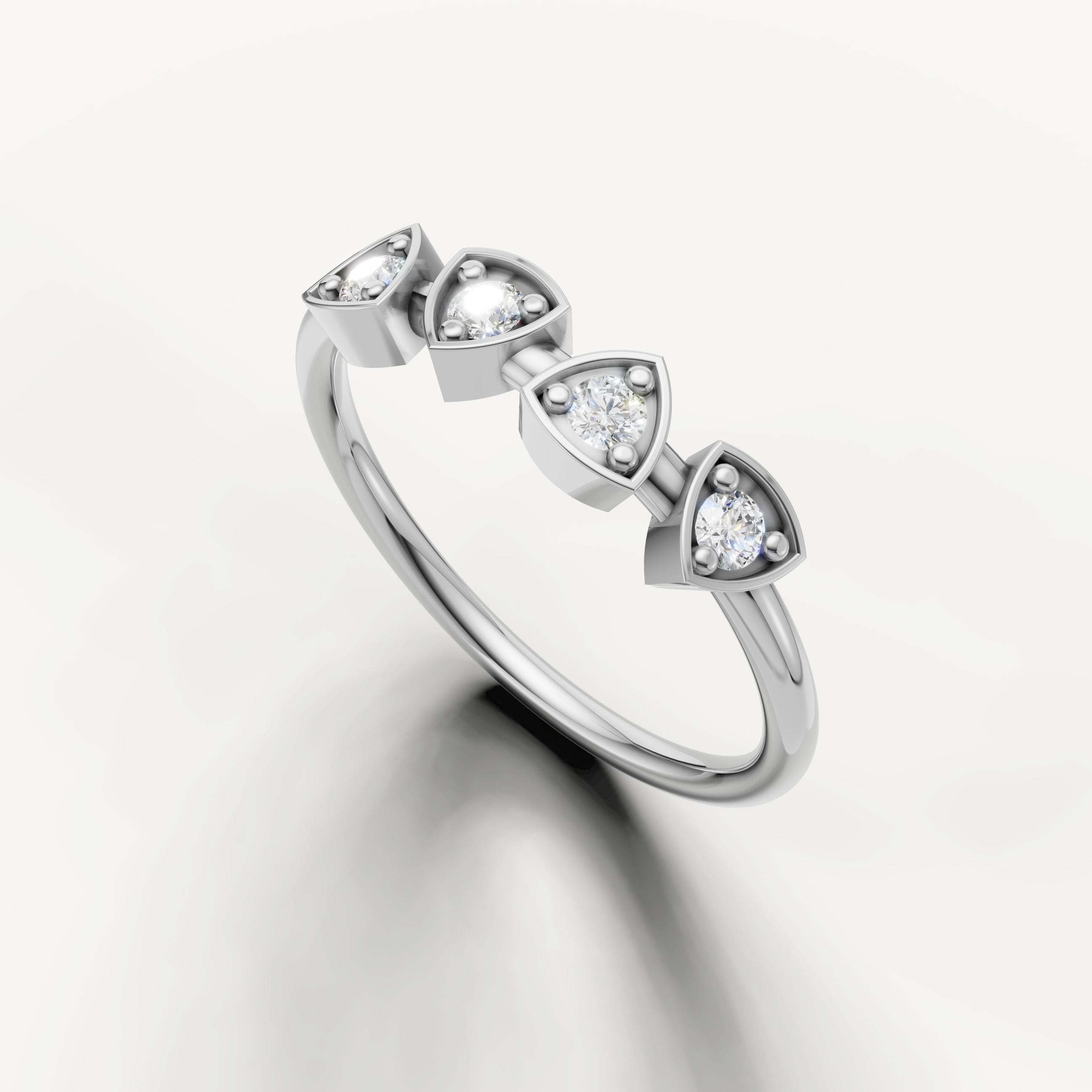White gold minimalist diamond anniversary band with contemporary detailing Raul Diamonds