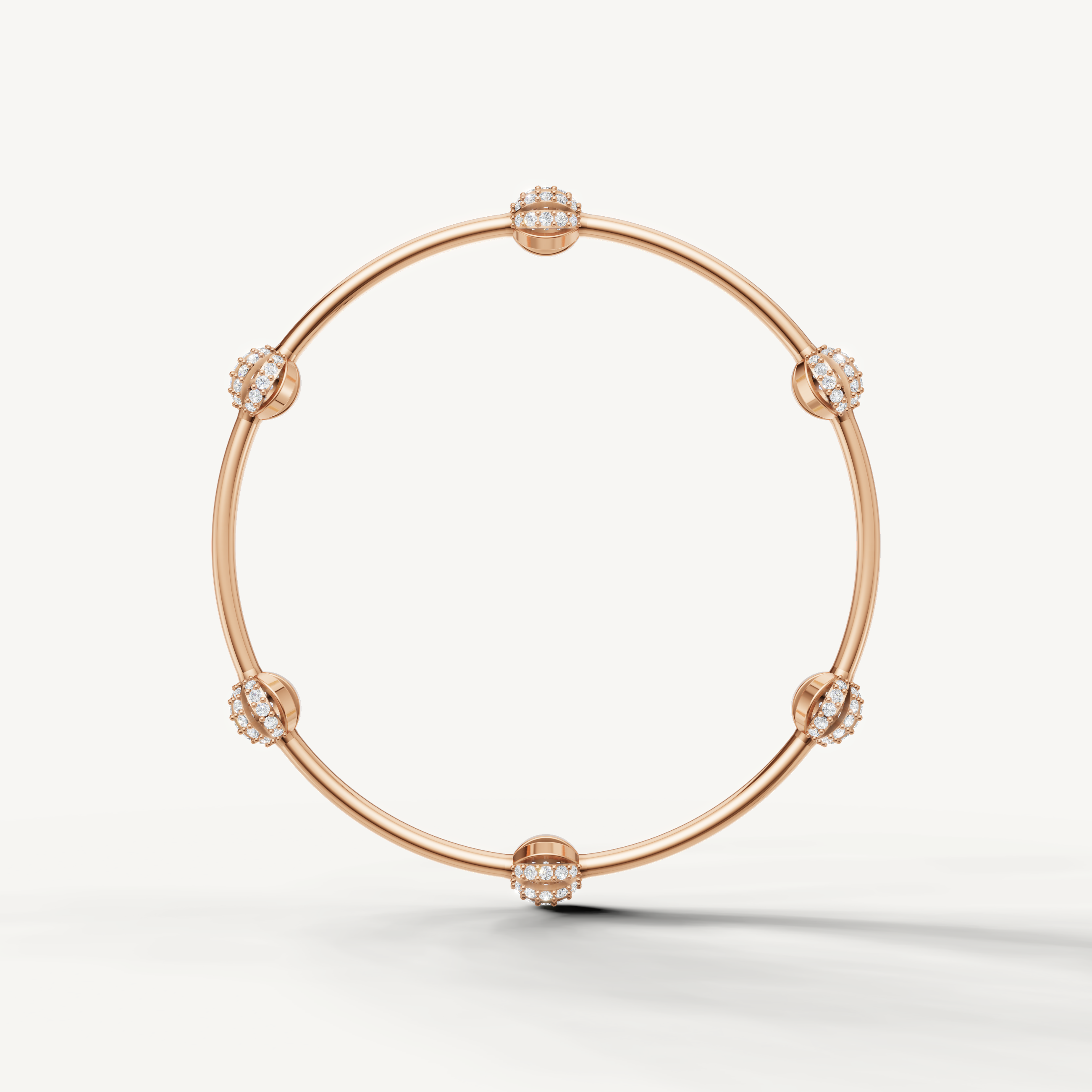 Premium rose gold bracelet with diamond floral spheres and sleek polished band