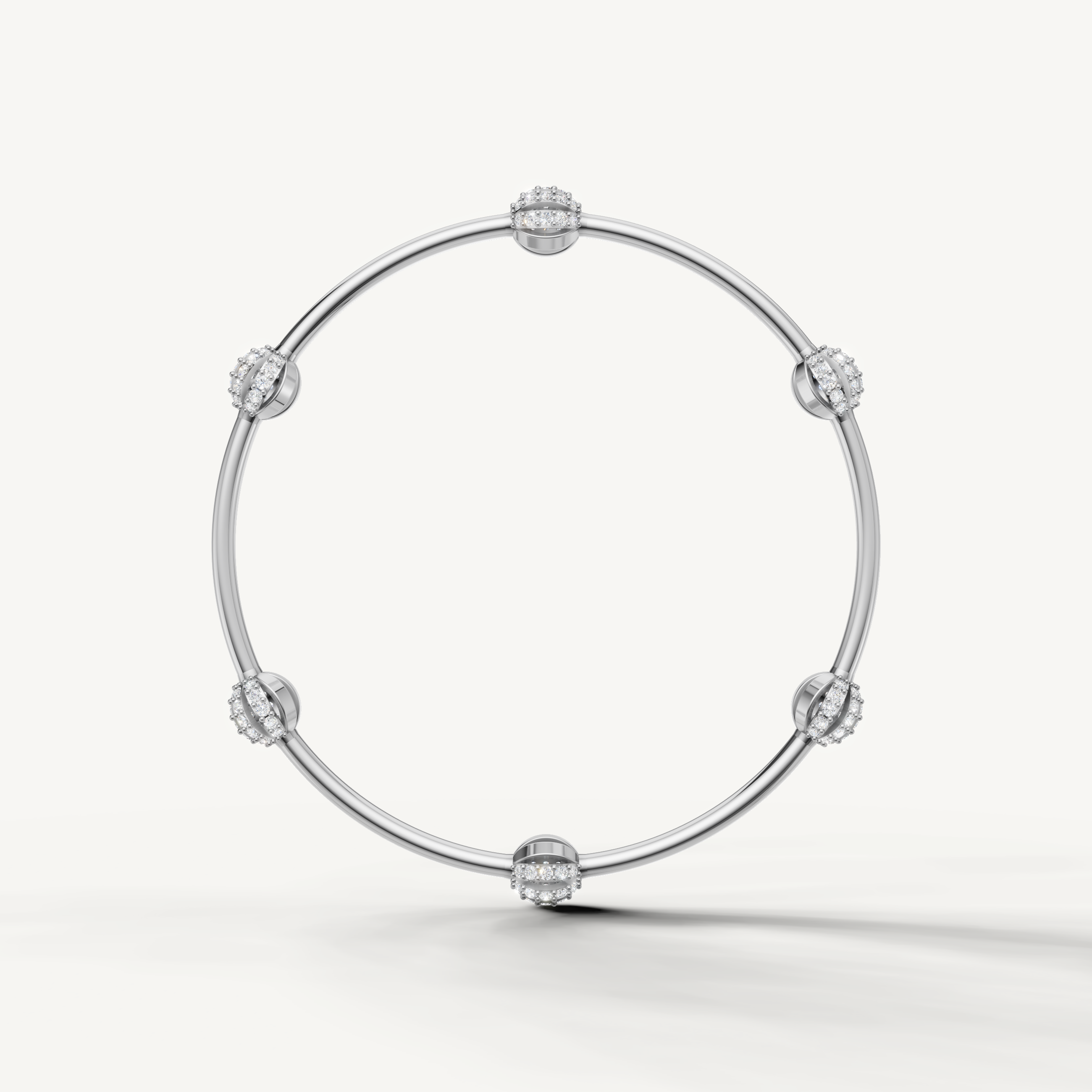 Designer white gold bracelet with polished finish and diamond floral details