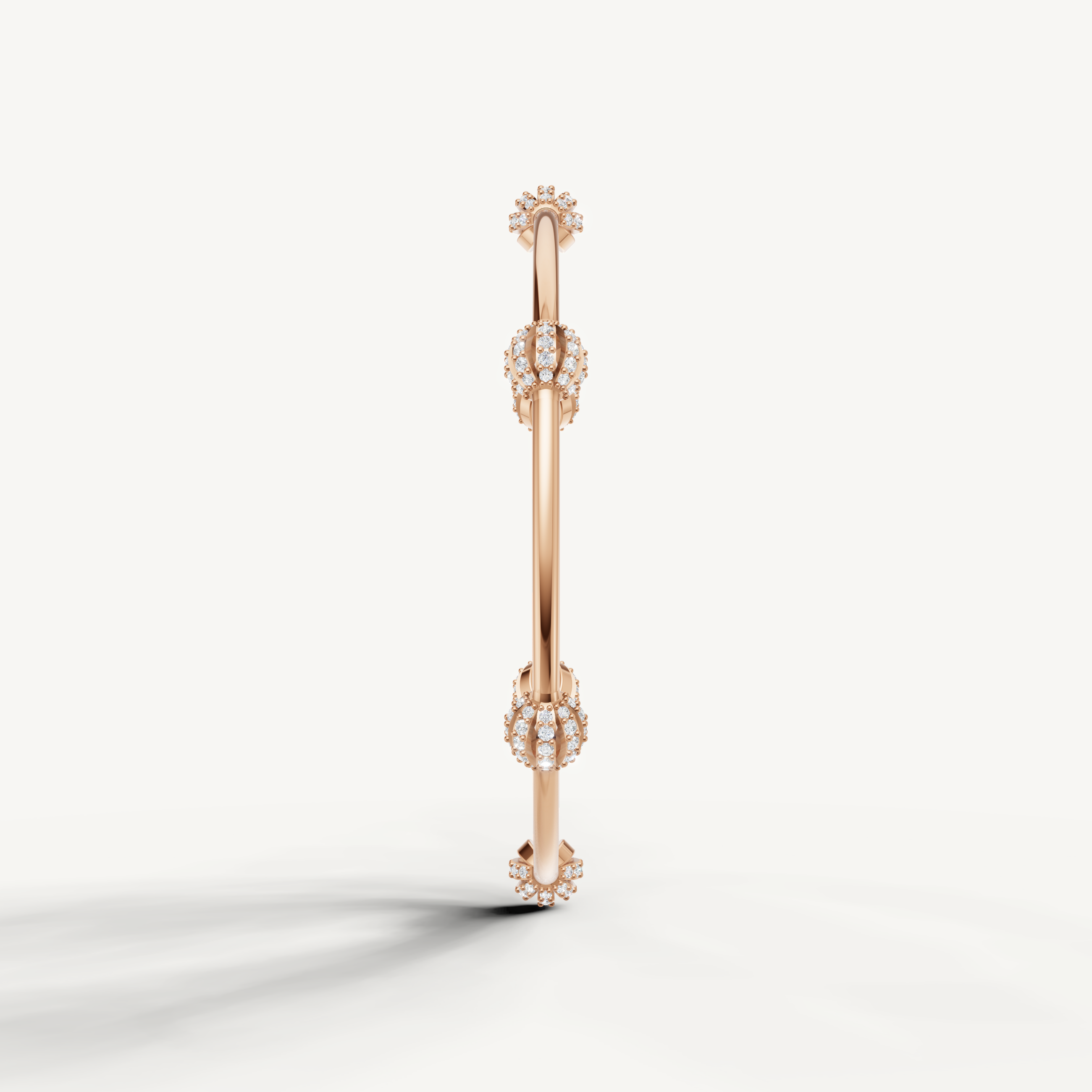 Elegant rose gold open cuff bracelet featuring sparkling round diamond accents