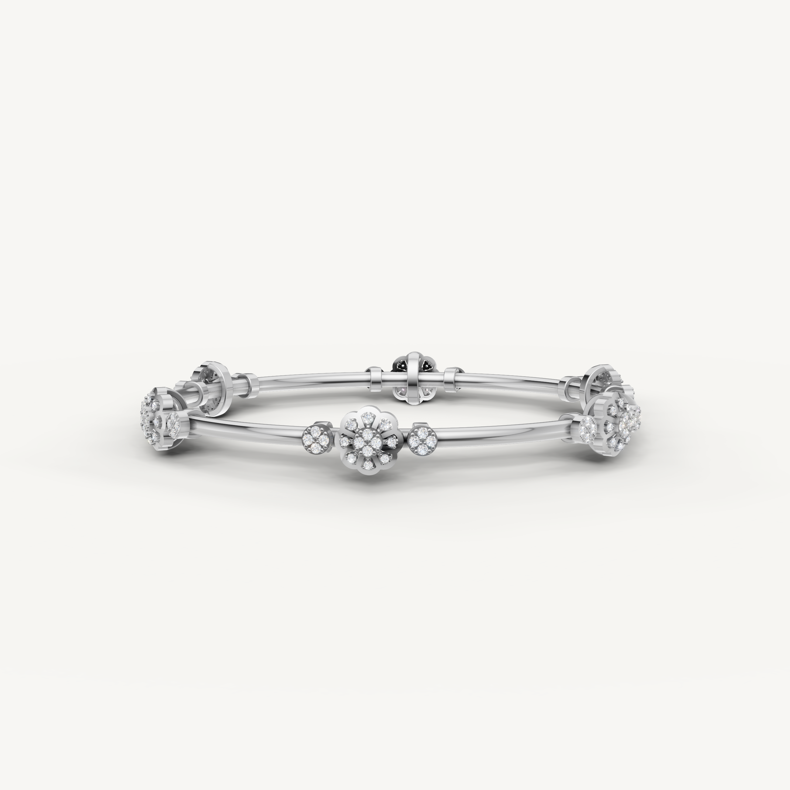Raul Diamonds white gold floral diamond bangle bracelet with brilliant diamonds