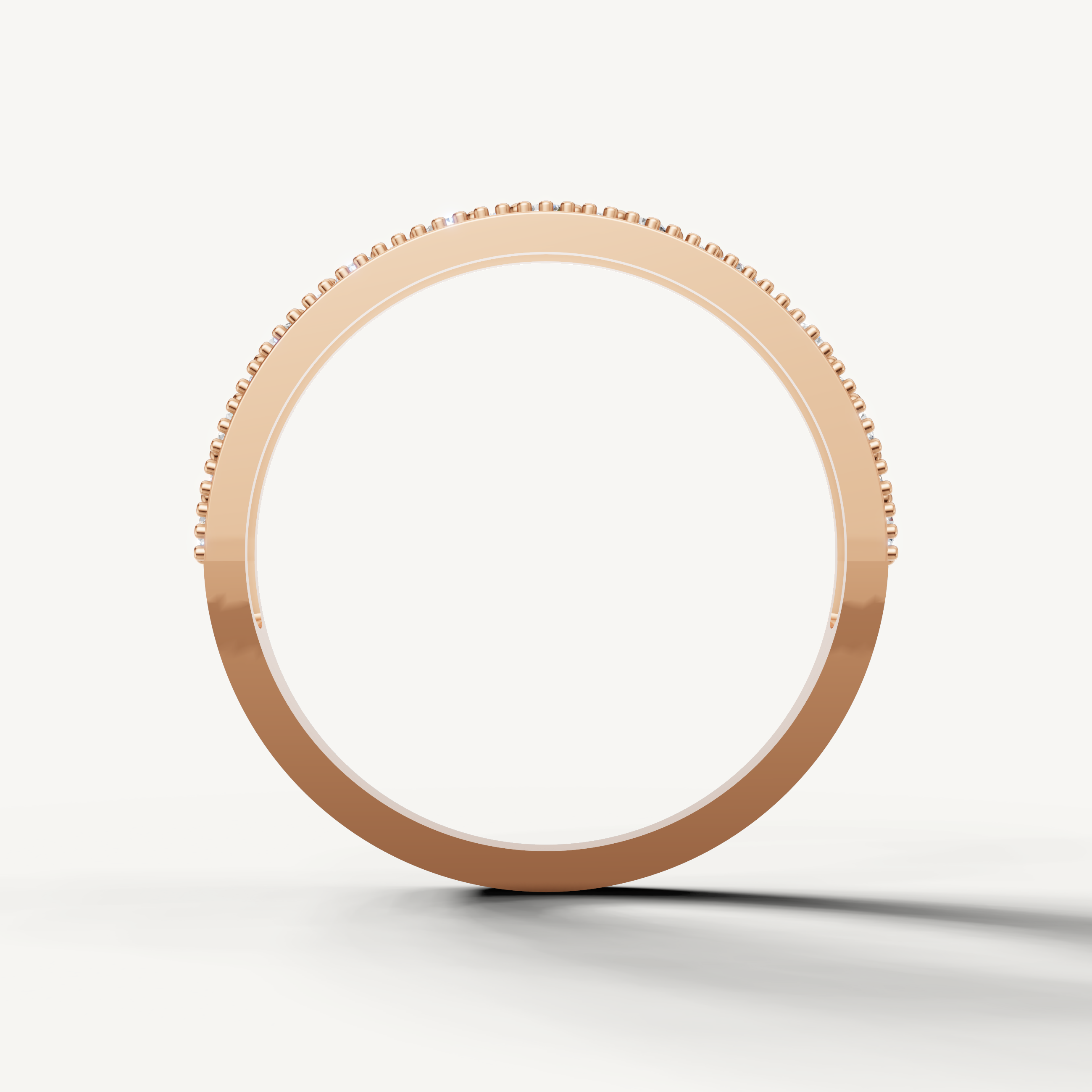 Luxury rose gold stackable wedding band by Raul Diamonds with round cut diamond accents