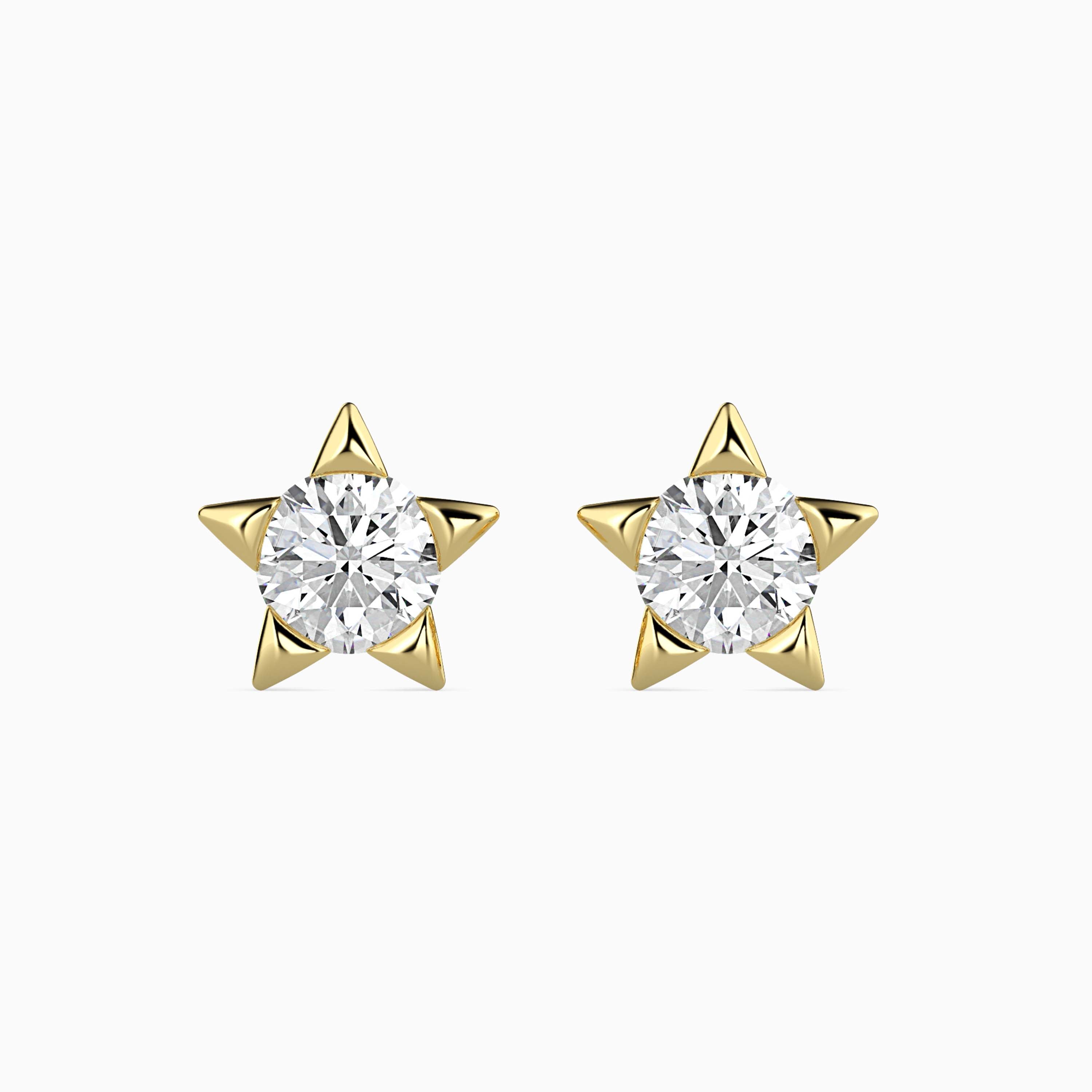 14K Gold Celestial Star Lab-Grown Diamond Stud Earrings | Ethical Fine Jewelry