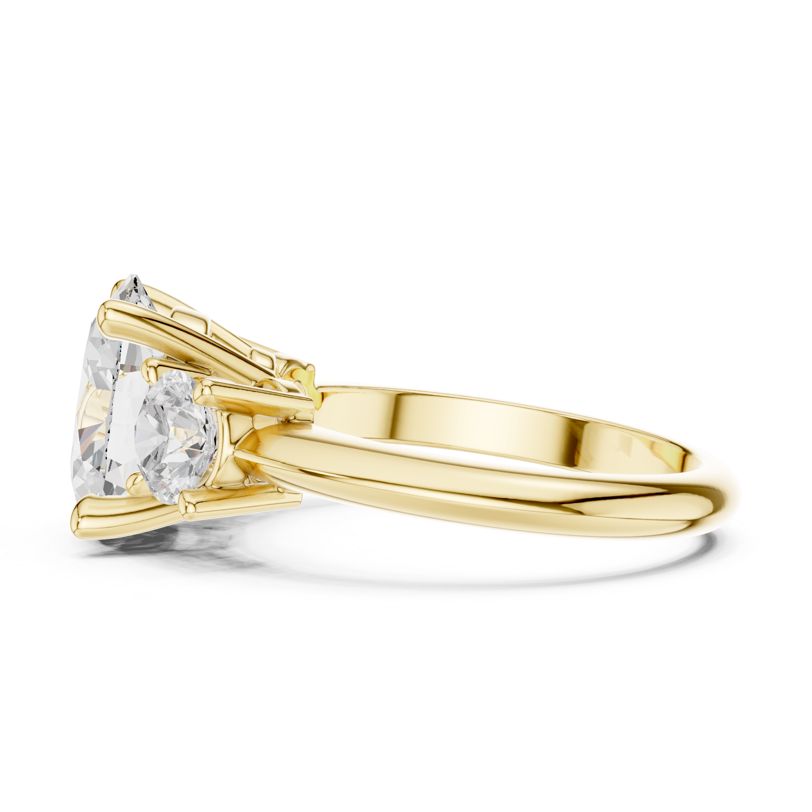 Lab grown oval diamond three stone trilogy ring