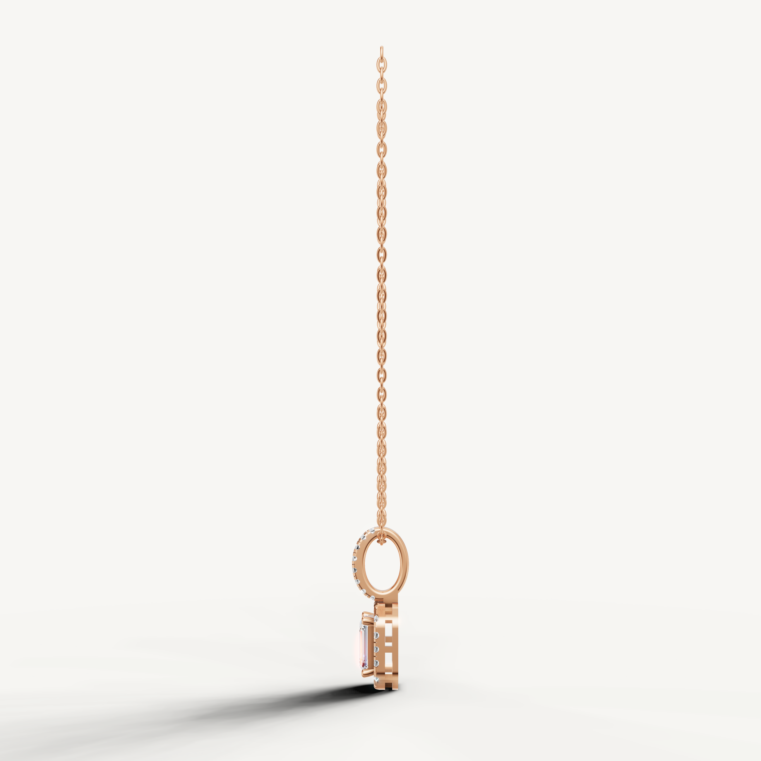 Luxury Emerald Cut Lab Grown Diamond Pendant with Pavé Halo Rose Gold