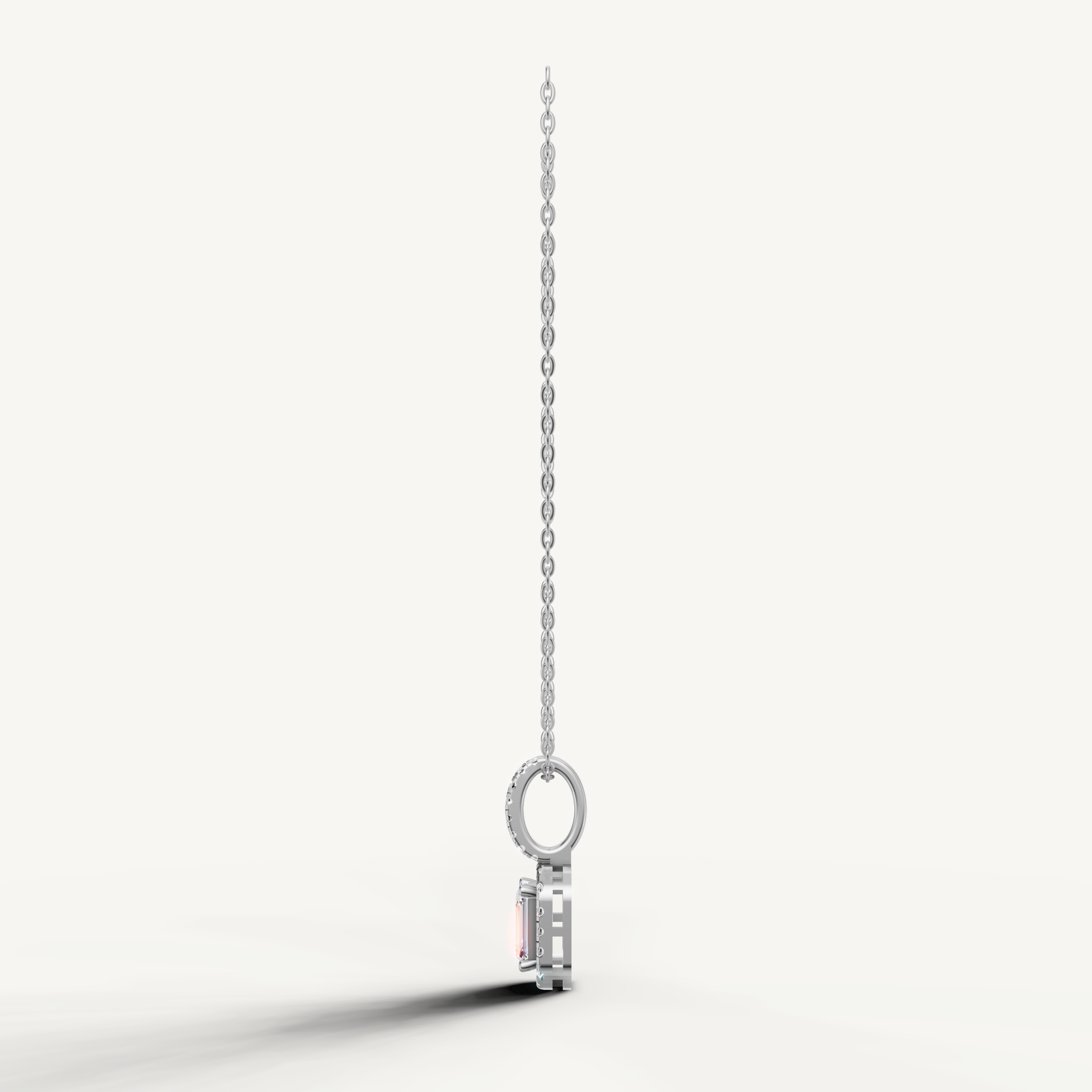 Elegant Emerald Shape Lab Diamond Halo Pendant Necklace by Raul Diamonds