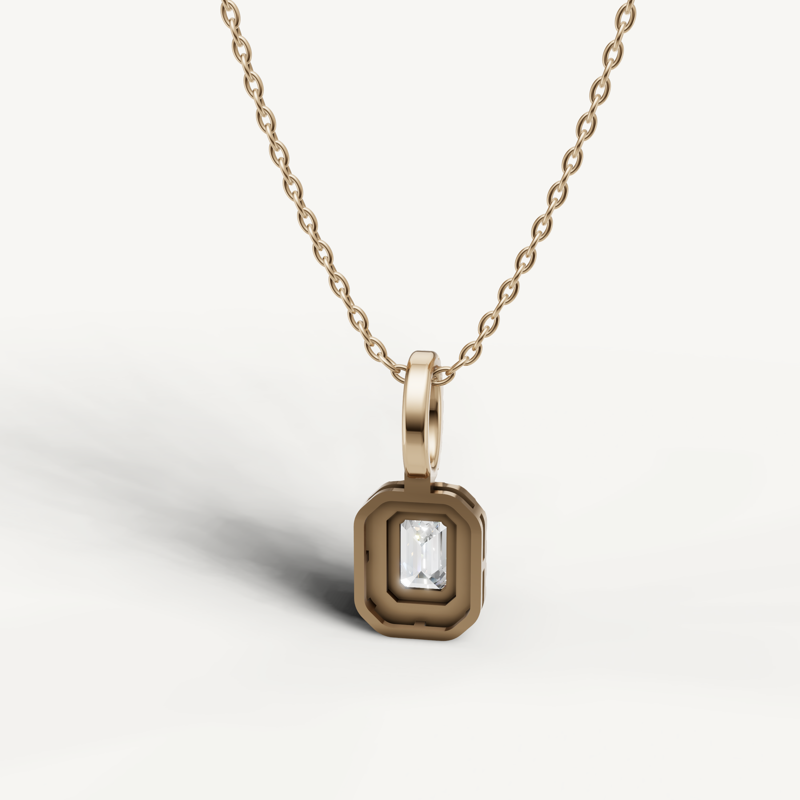 Cushion Halo Emerald Lab Diamond Pendant Necklace in Yellow Gold