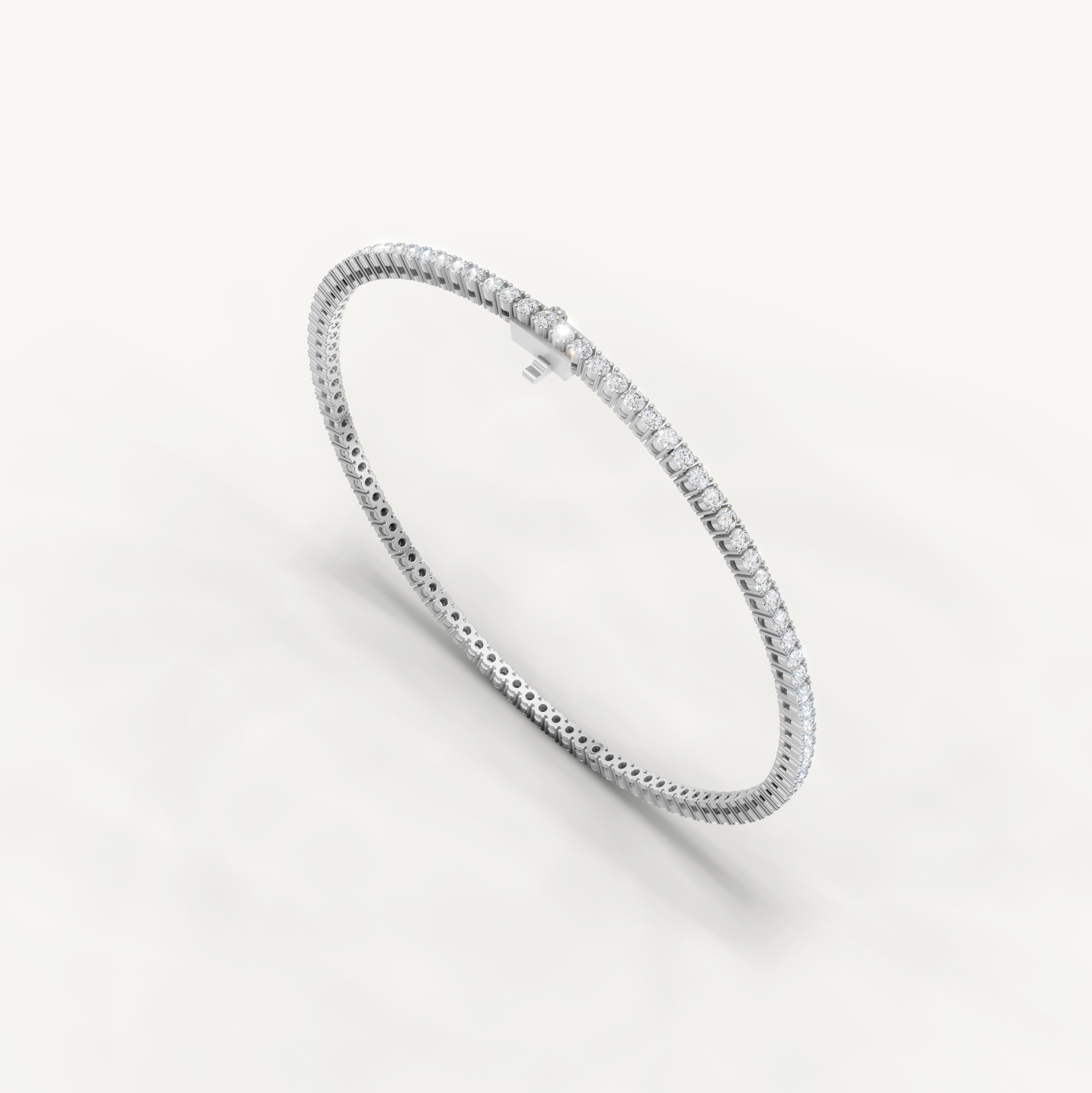Minimal white gold round diamond bracelet with lab grown diamonds by Raul Diamonds