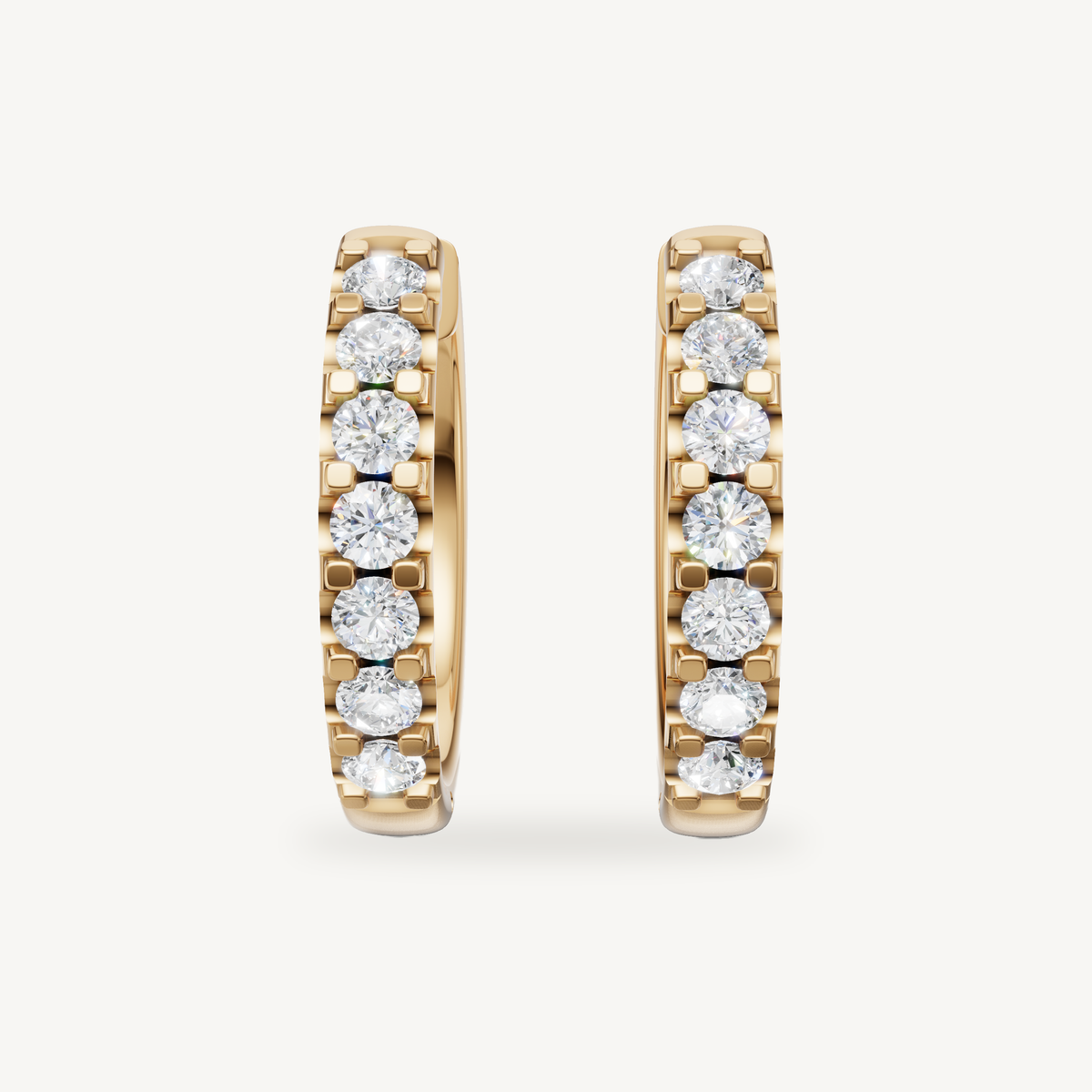 Raul Diamonds yellow gold diamond hoop earrings with round brilliant pave sparkle