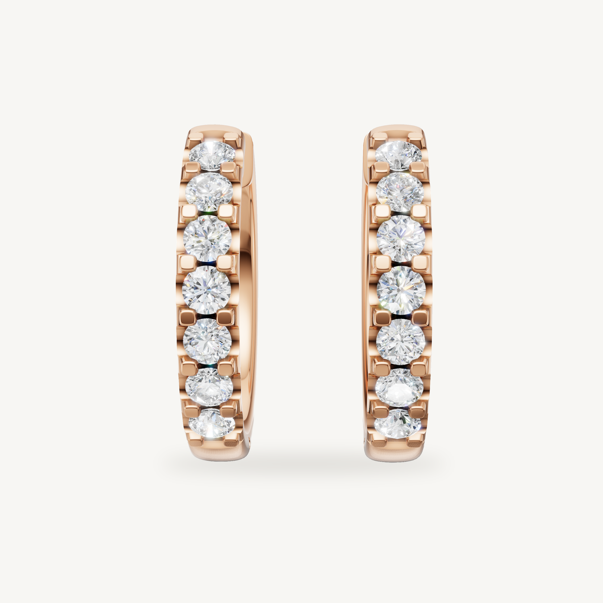 Raul Diamonds rose gold diamond hoop earrings with sparkling round brilliant diamonds