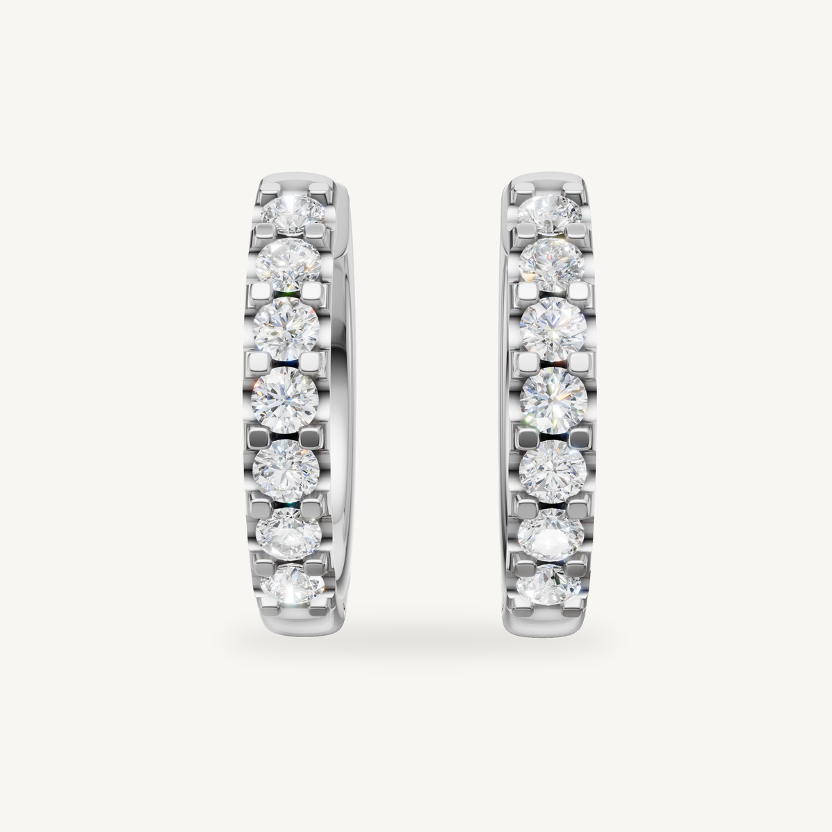 Raul Diamonds white gold diamond hoop earrings with round brilliant pave diamonds