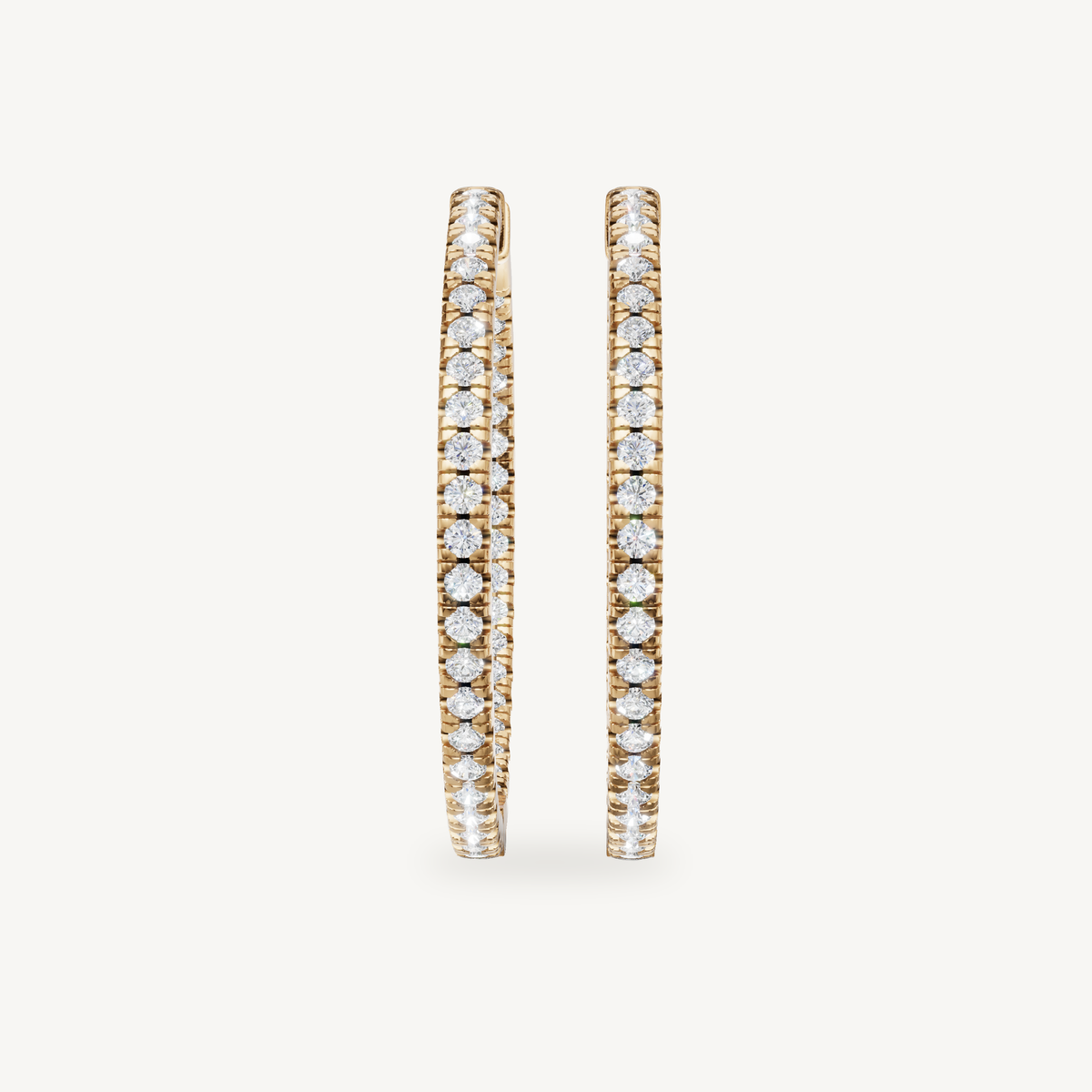 Raul Diamonds yellow gold diamond hoop earrings with pave round brilliant diamonds
