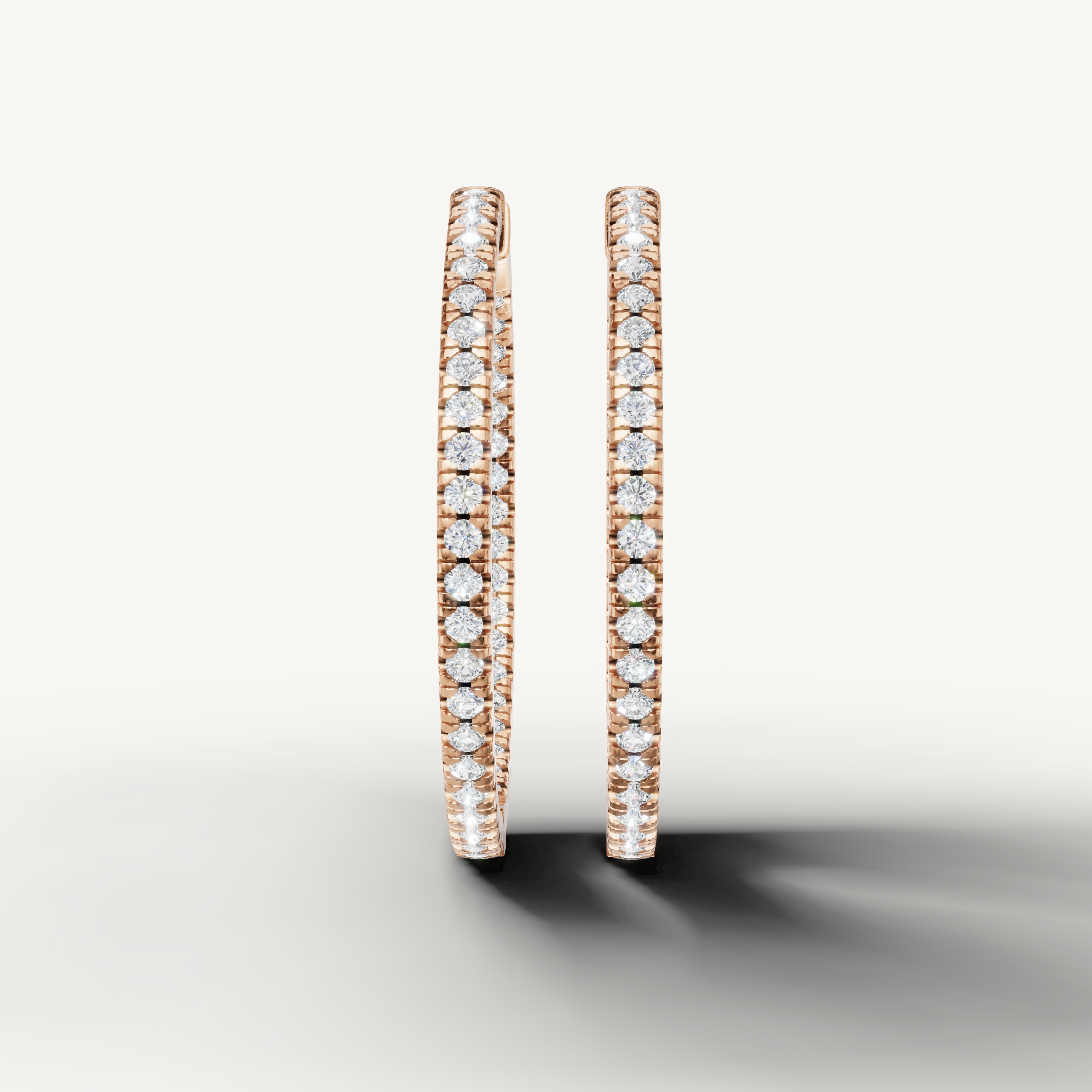Raul Diamonds rose gold diamond hoop earrings with sparkling pave round diamonds