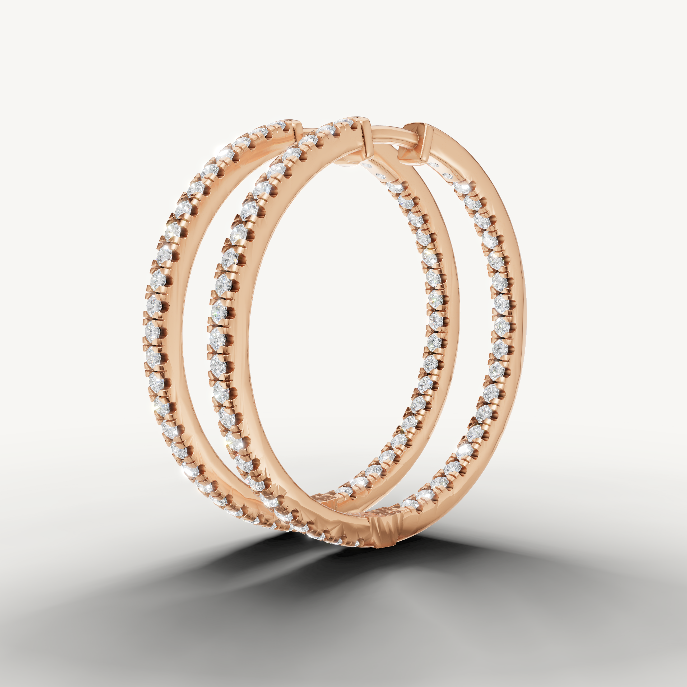 Raul Diamonds rose gold round diamond hoop earrings with timeless fine jewelry design